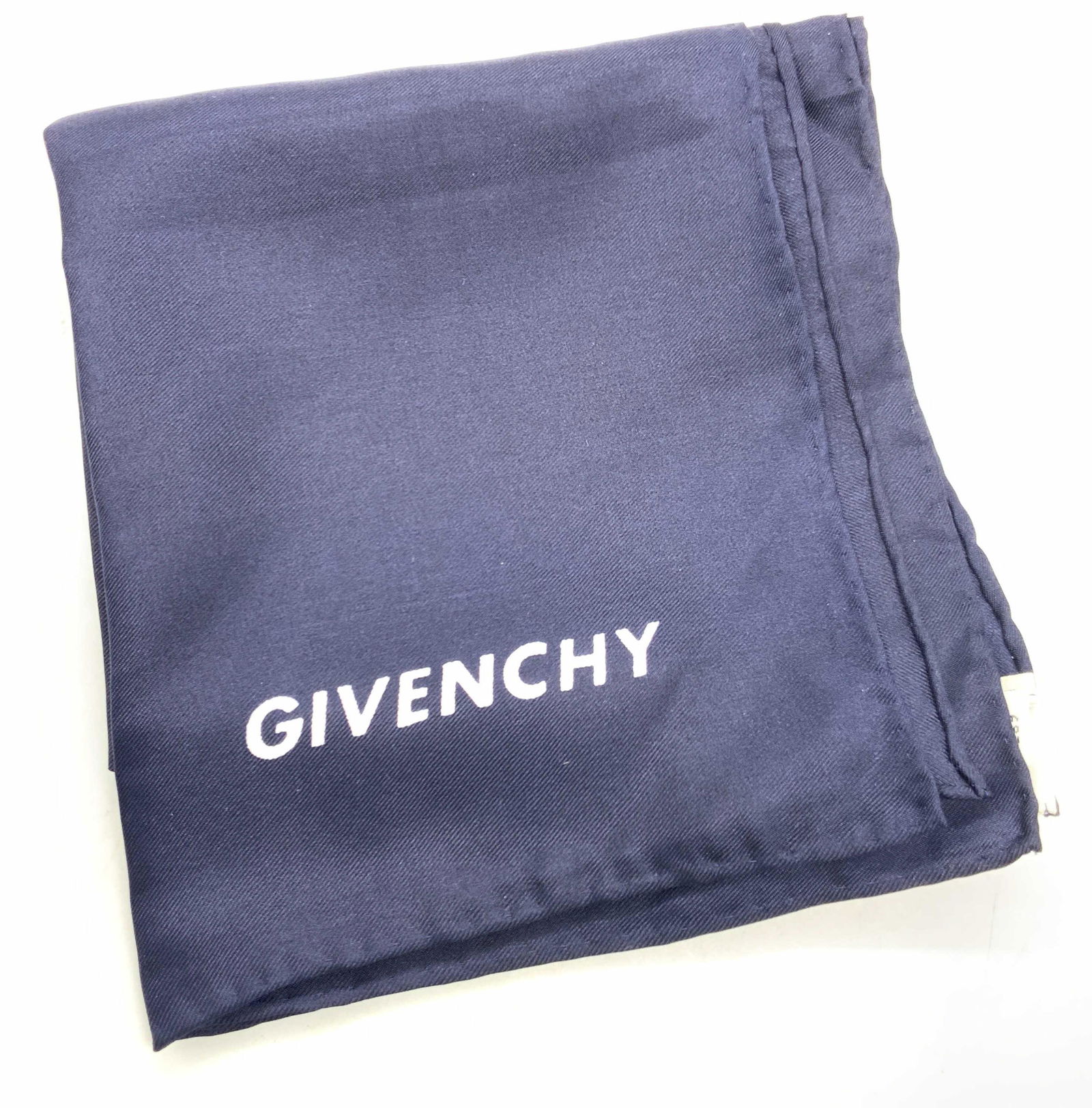 GIVENCHY Navy Blue Rolled Silk Scarf (1 of 7)