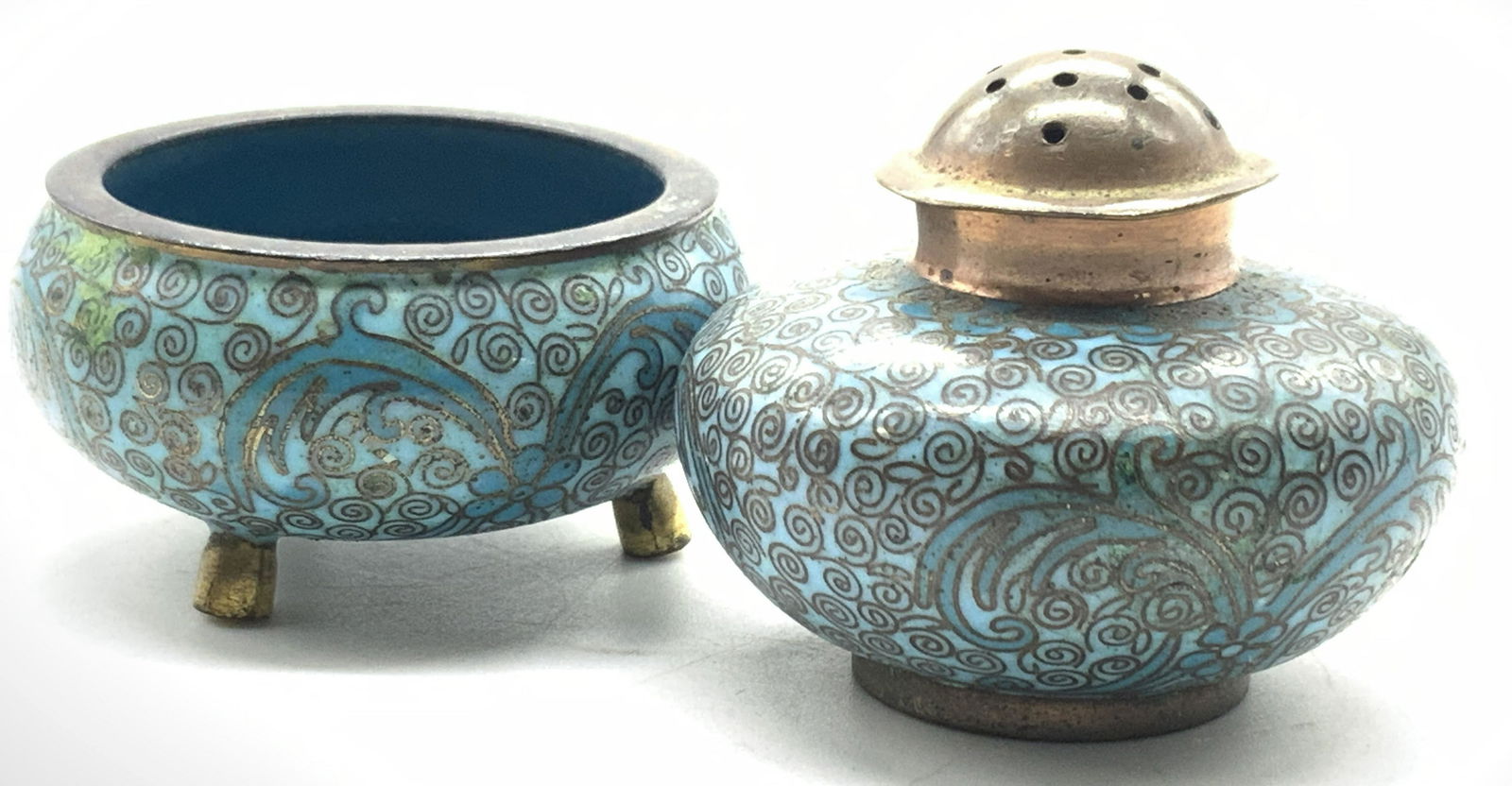 2 Vintage Cloisonne Salt Shaker & Cellar (1 of 10)