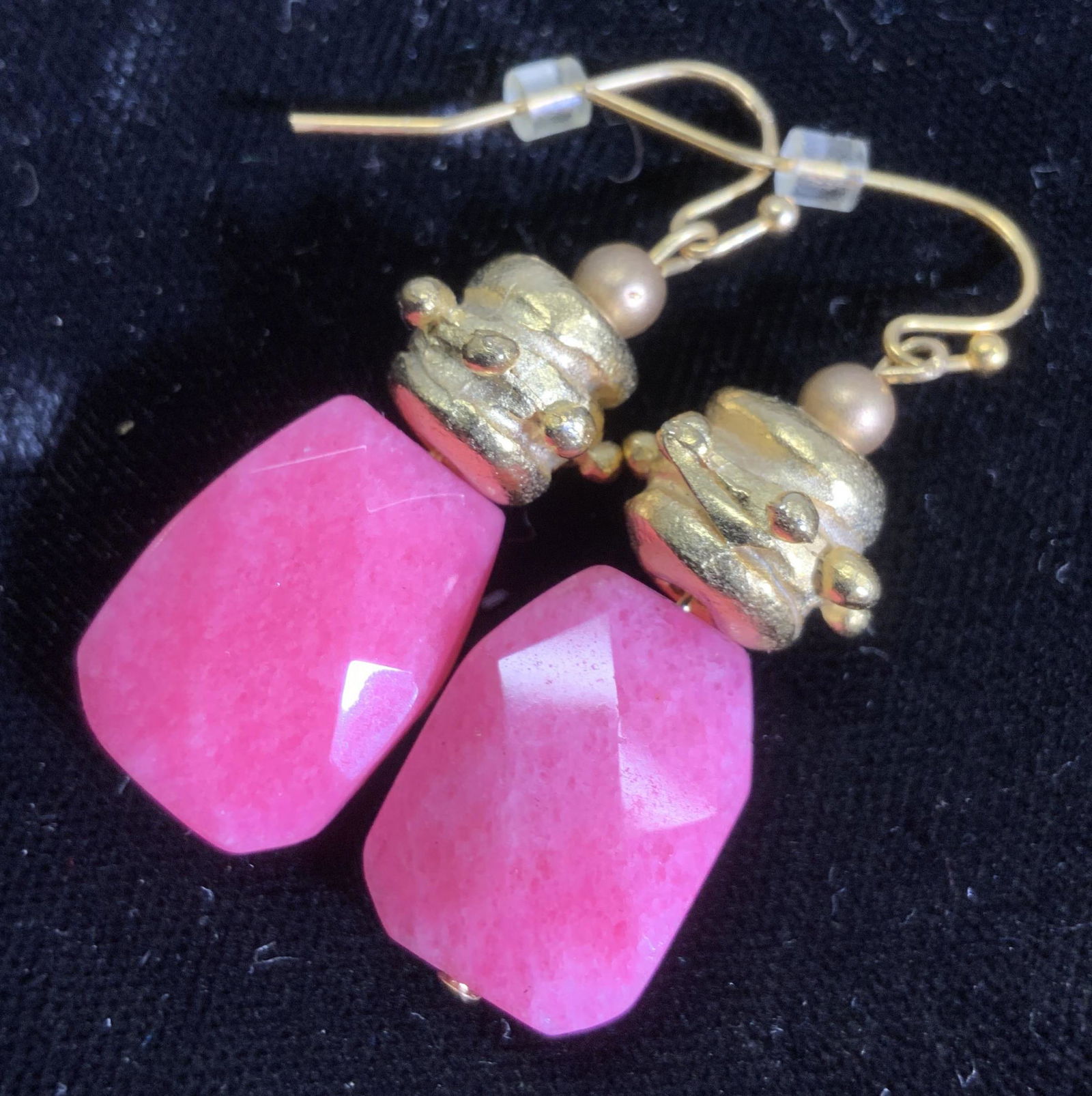 Dyed Pink Quartz Dangle Earrings (1 of 5)