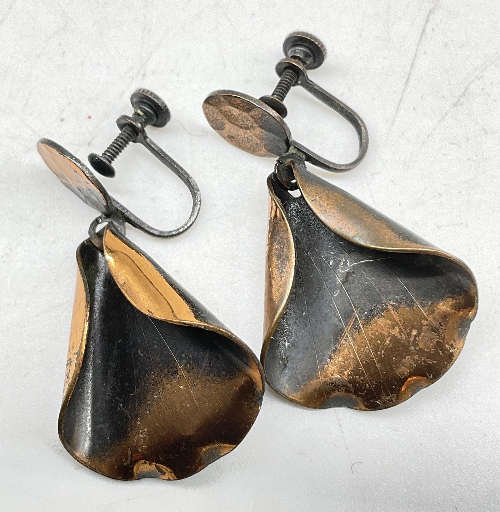 Hammered Copper Clip On Earrings (1 of 4)