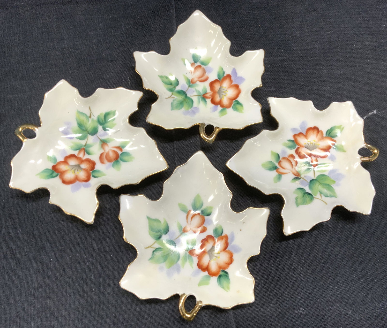 Hand Painted Porcelain Leaf Trinket Dishes (1 of 4)