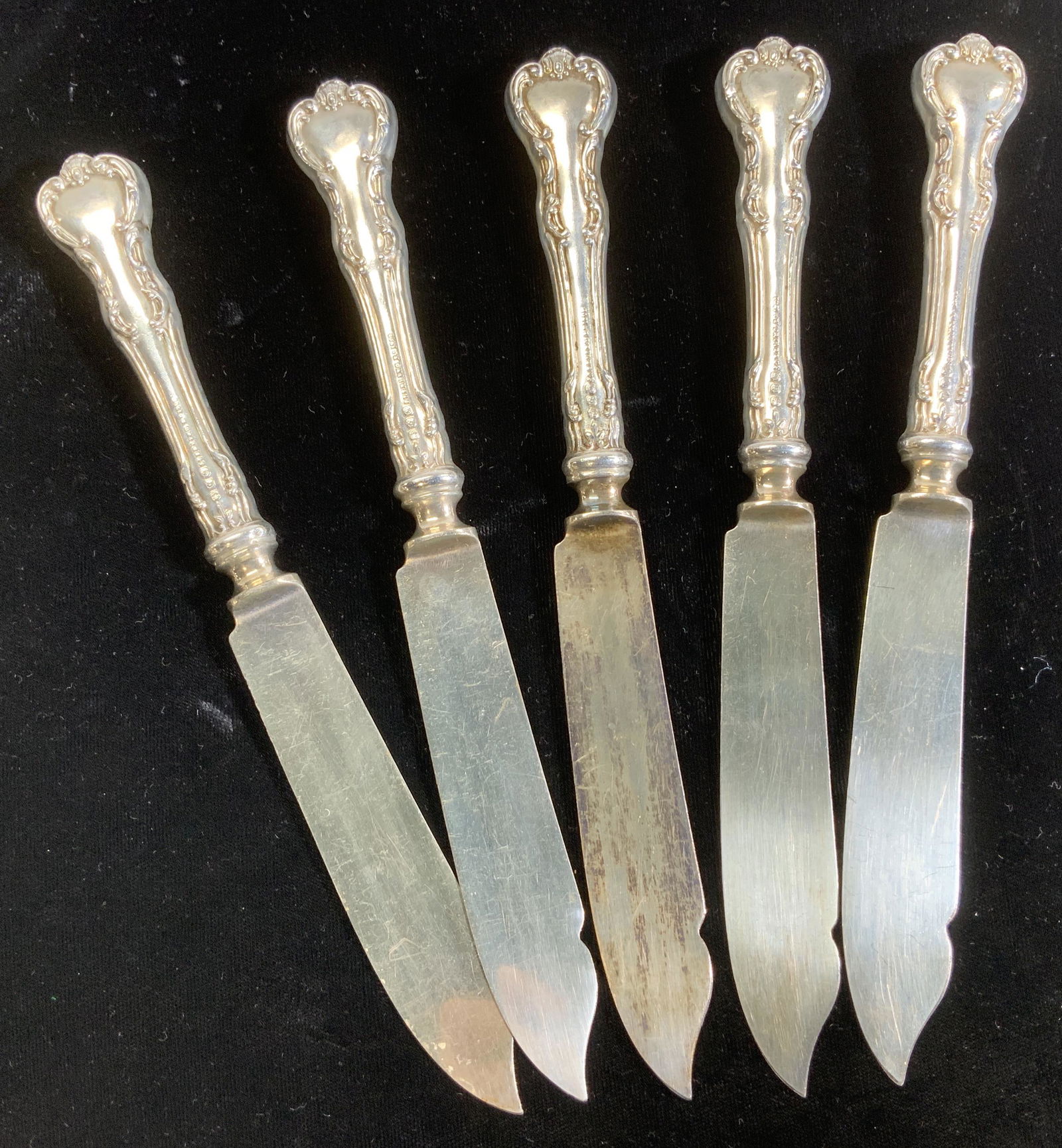 Antique Sterling Silver Fish Knife Set 5 , England