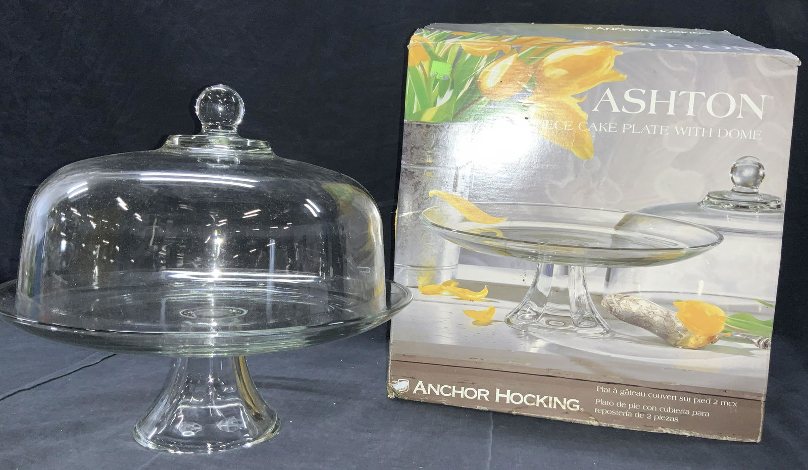 ASHTON Glass Cake Dome W Stand, Org.Box (1 of 8)