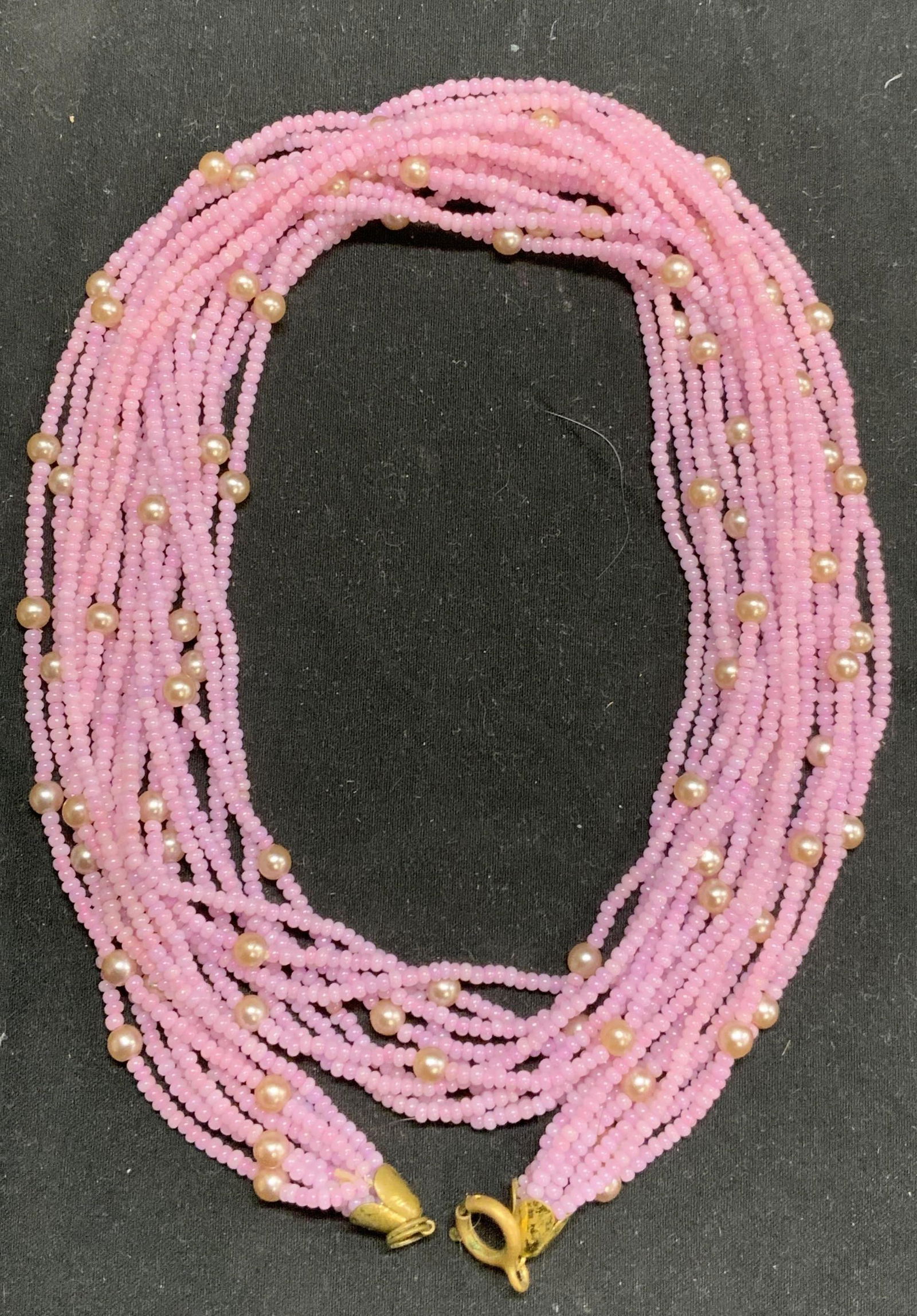 Faux Pearl & Pink Beaded Multi Strand Necklace (1 of 6)