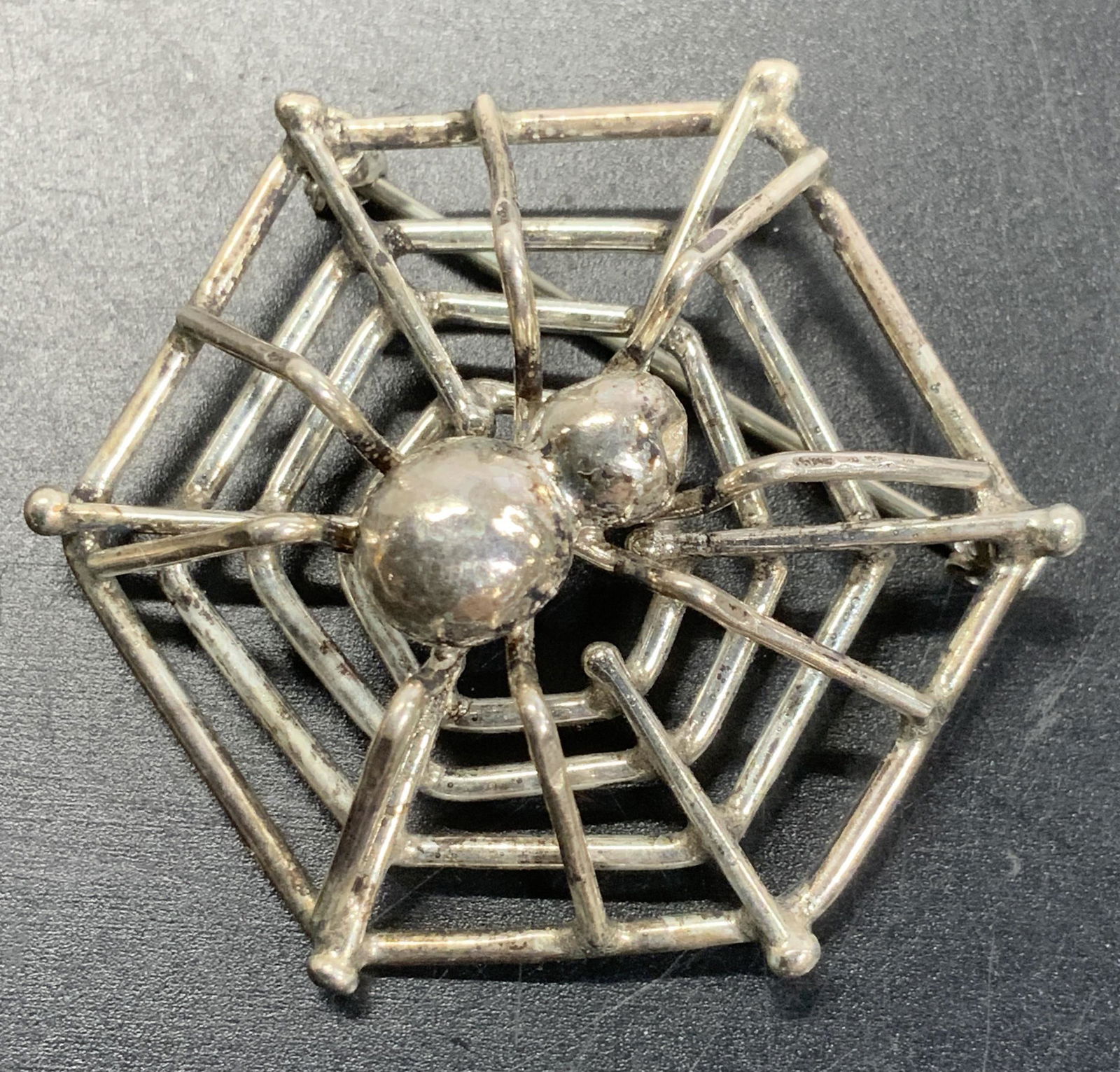 Sterling Silver Spider Web Brooch (1 of 5)