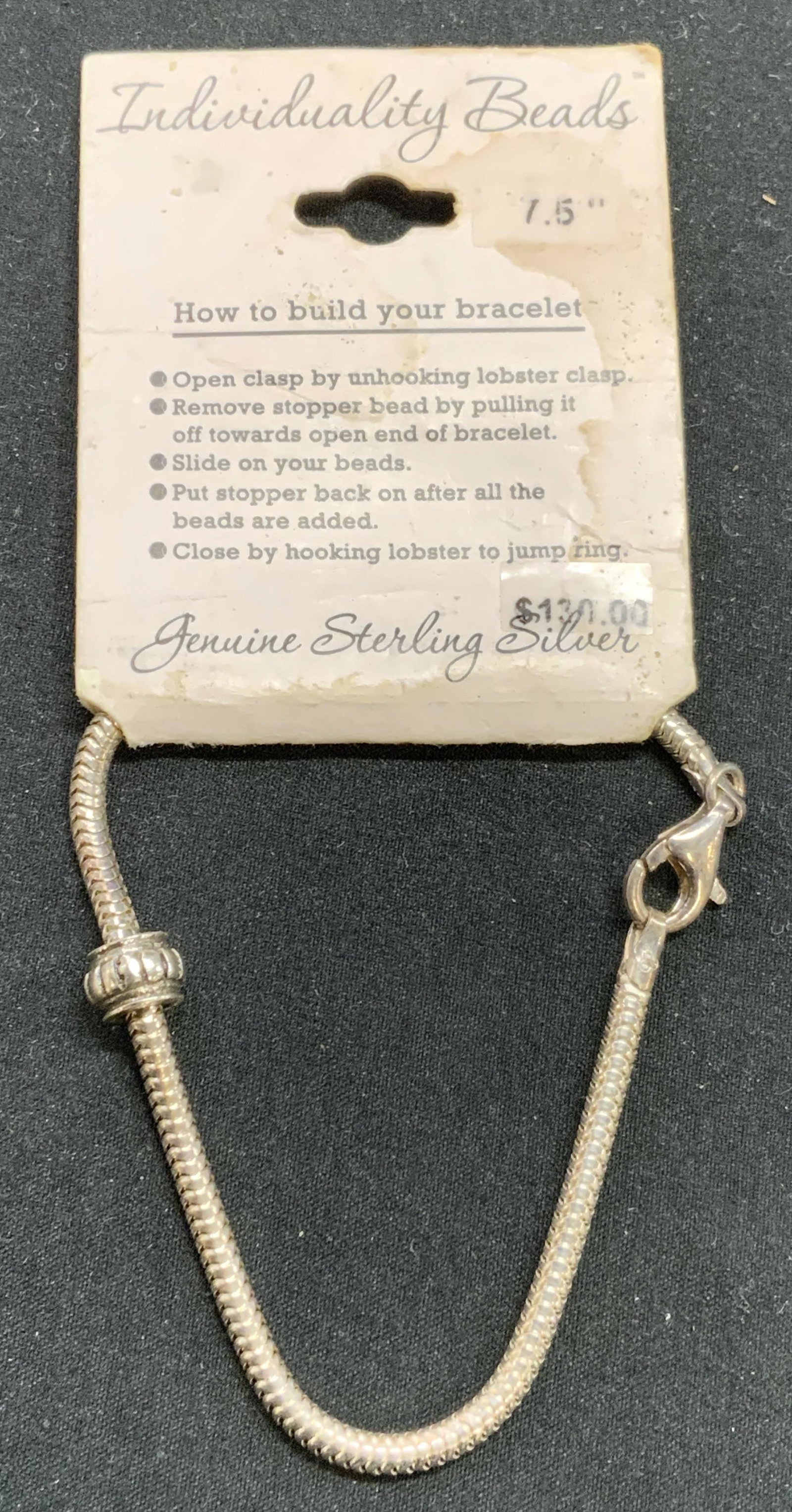 INDIVIDUALITY BEADS Sterling Silver Bracelet NWT: Individuality Beads sterling silver bracelet. New with original tag. Measures approx. 7.5 inches long. Marked 925 Italy to clasp. Total weight .24 ozt. Individuality beads, sterling silver bracelet, c