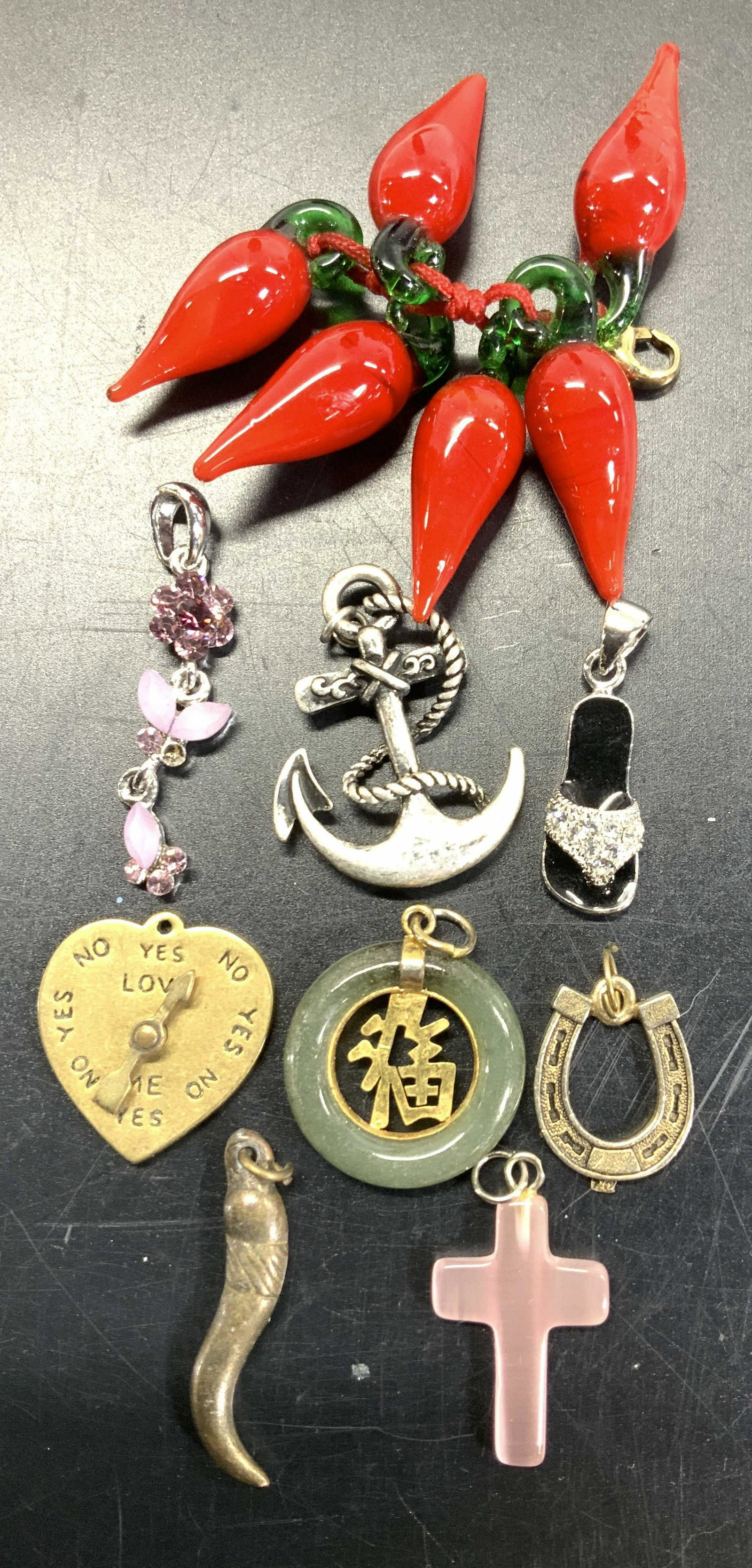 Lot 9 Charms, Accessories- Asian, Horseshoe, Cross (1 of 7)