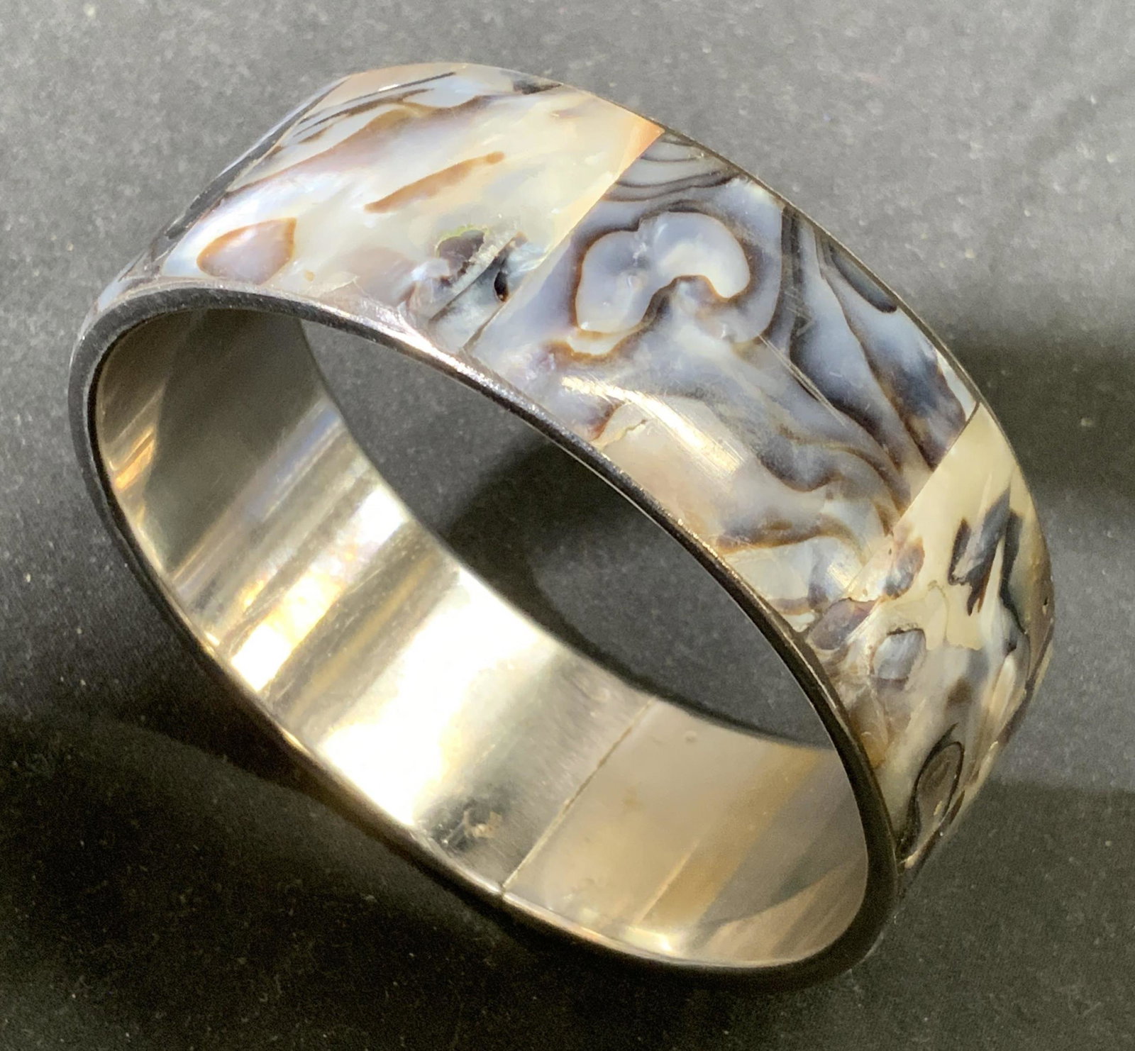 Vintage Mother of Pearl Chunky Bangle Bracelet (1 of 6)