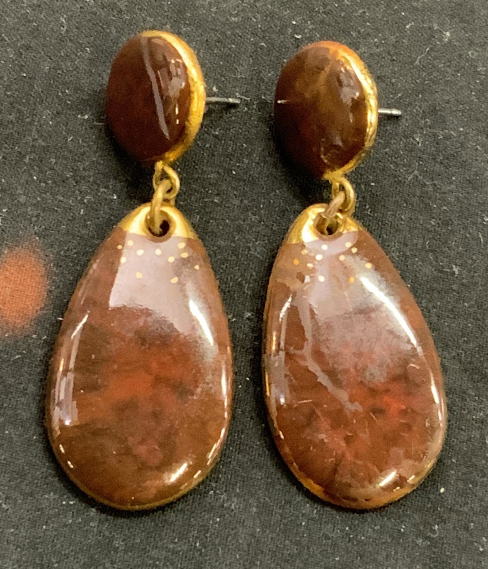 Vintage Brown Pendant Drop Earrings (1 of 6)