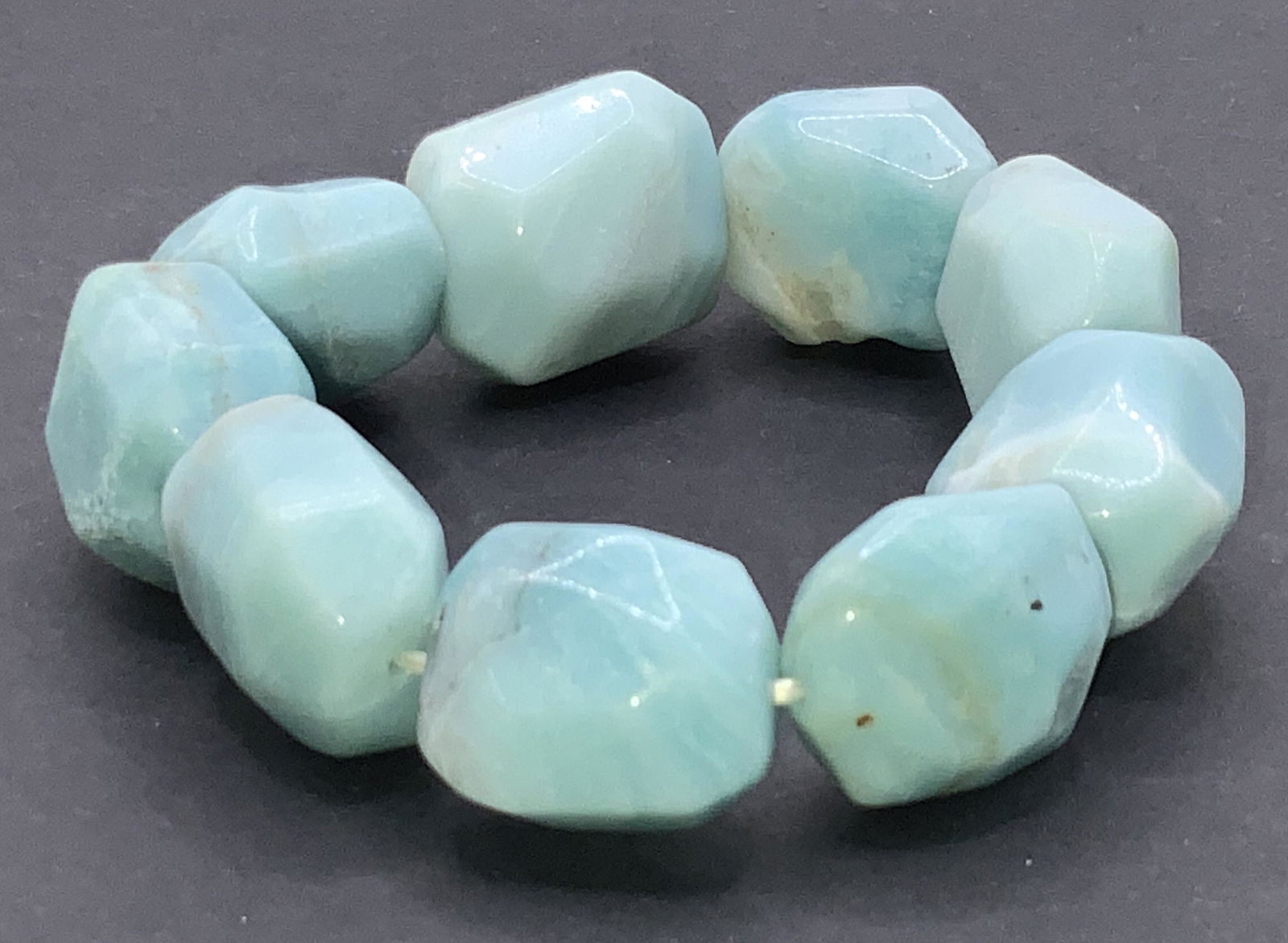 Vintage Natural Blue Chalcedony Stretch Bracelet (1 of 9)
