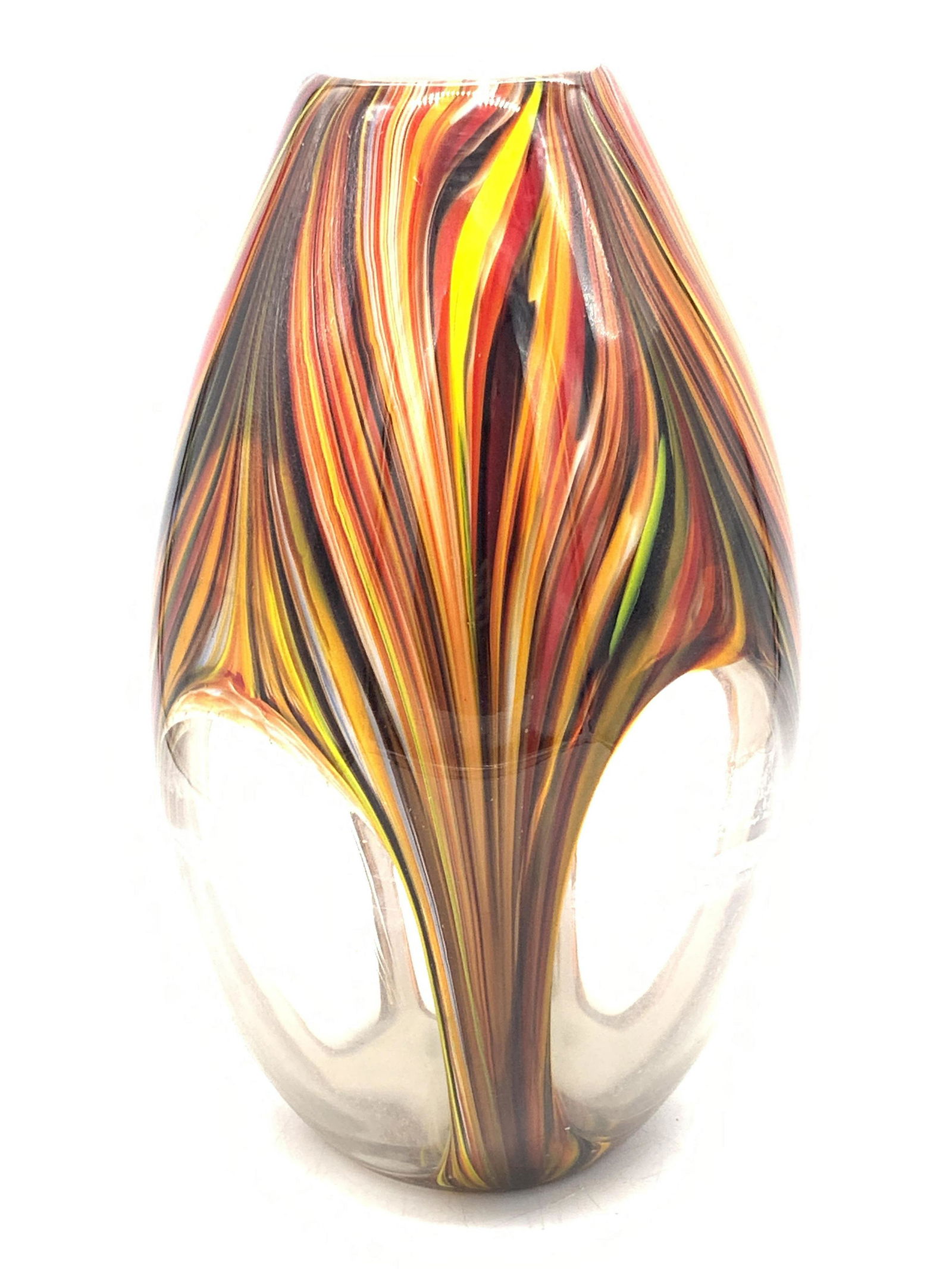 Handblown Pulled Feather Art Glass Vase (1 of 6)