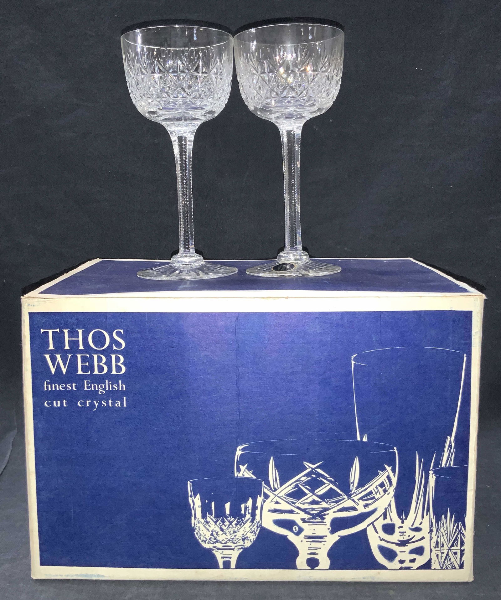 THOS WEBB Cut Crystal Stemware, Org Box (1 of 8)