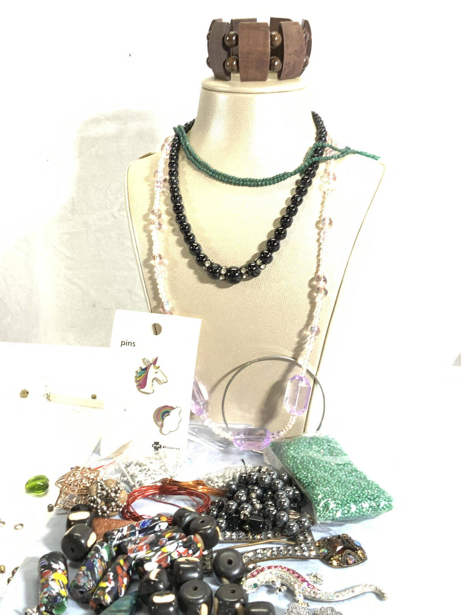 Jewelry Making Lot, Hematite, Art Glass, Sterling (1 of 11)