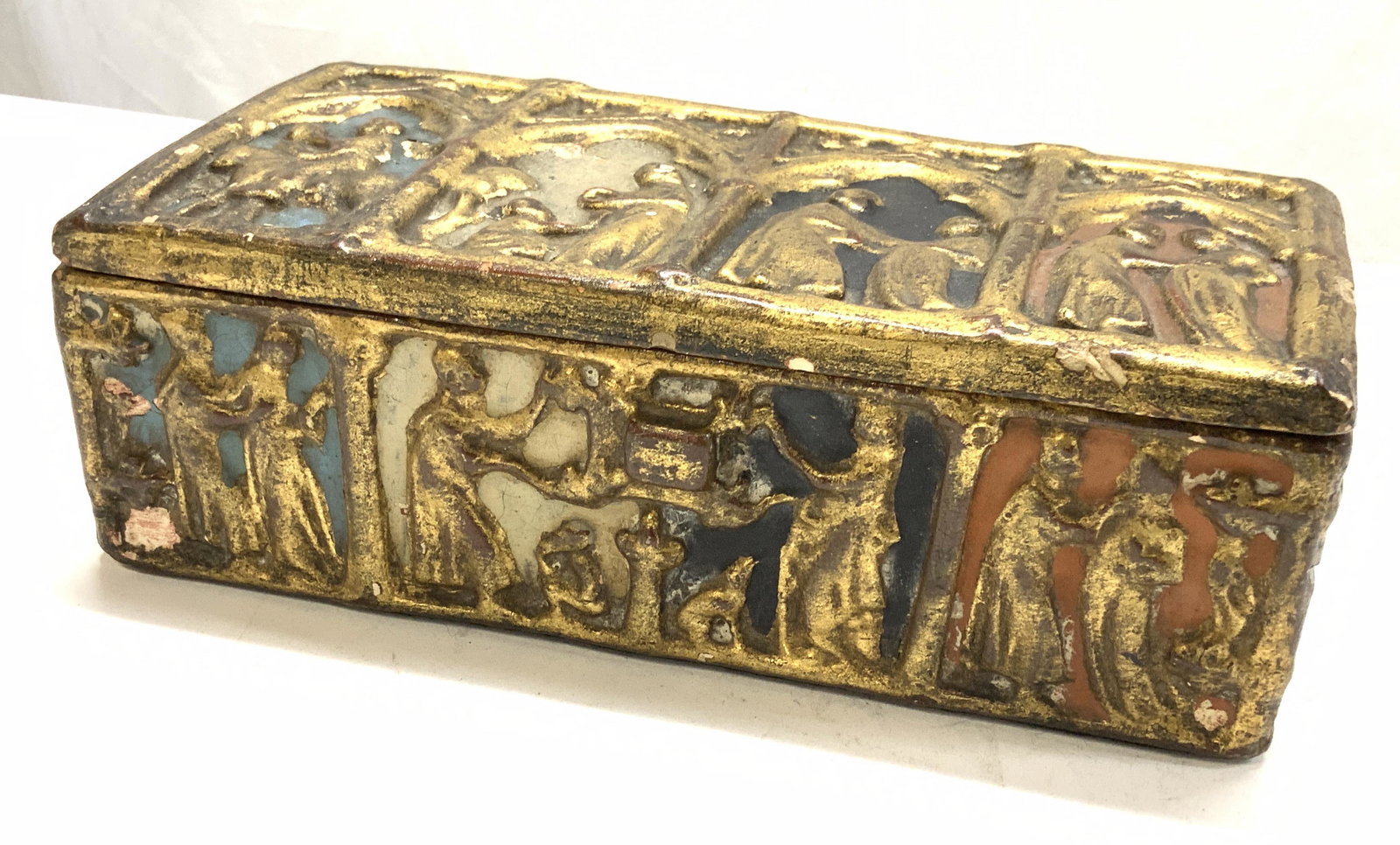 Gilt Ceramic Medieval Hand Painted Box (1 of 7)