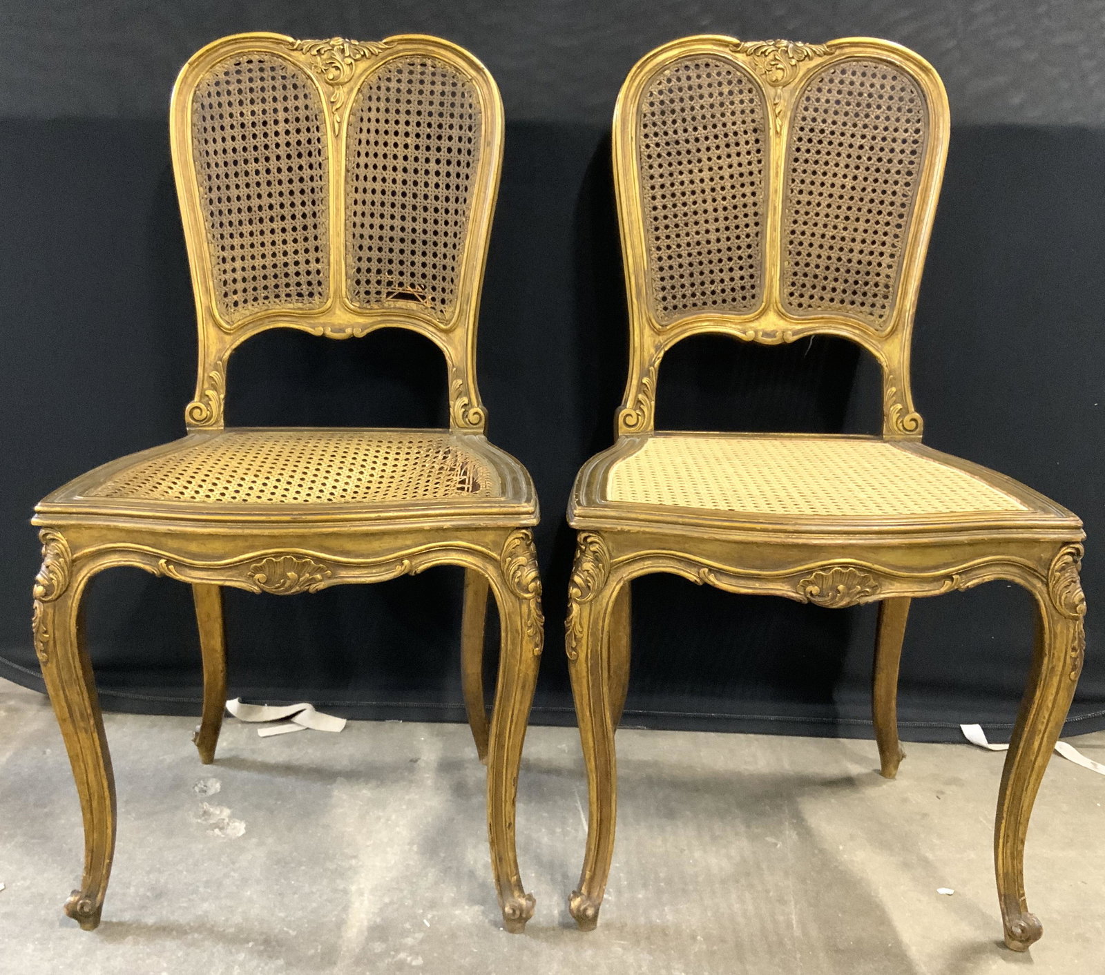 Pr French Provincial Louis XV Caned Side Chairs (1 of 10)