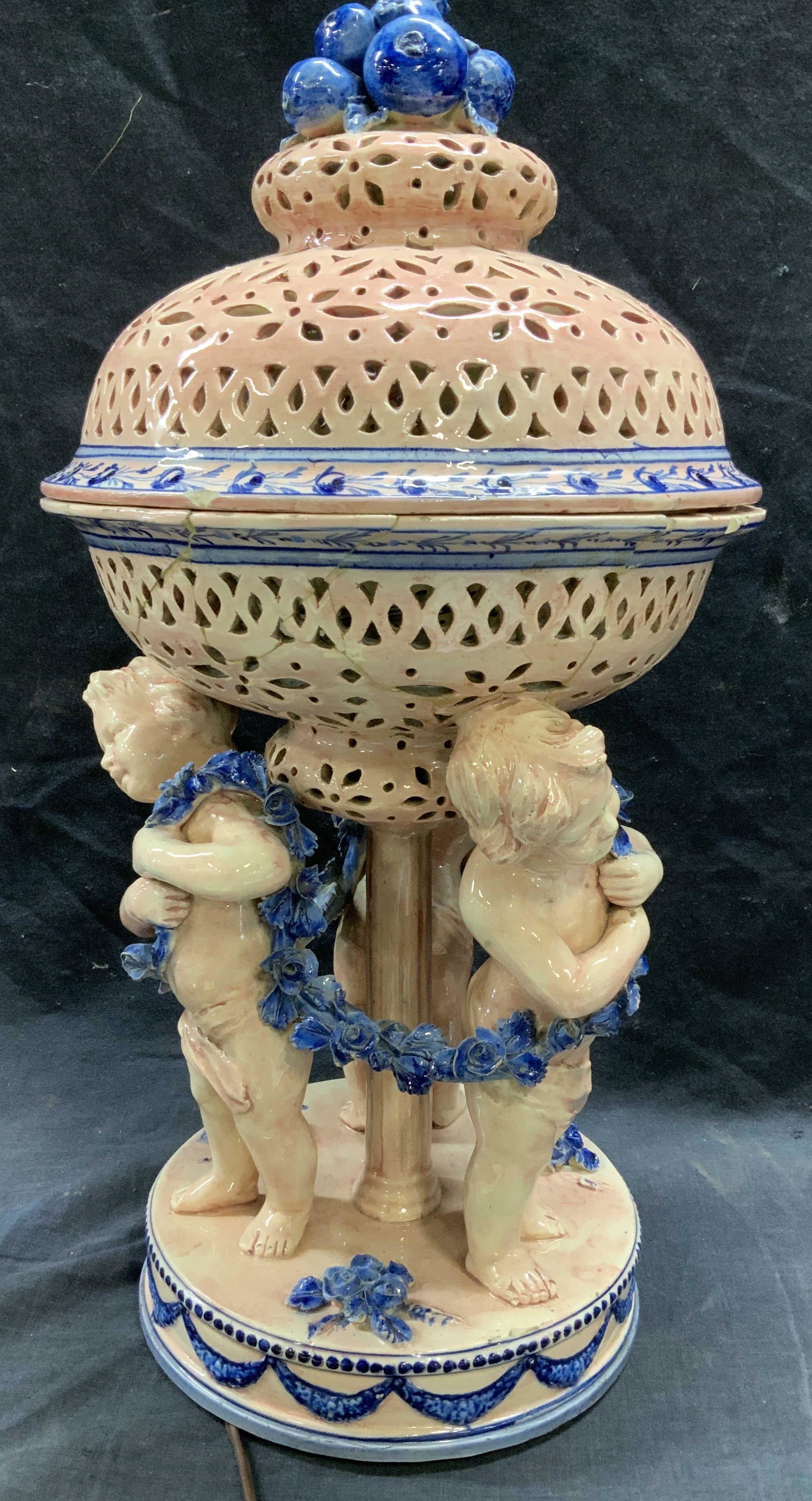 AD Ceramic Child Putti Glazed Lamp , Italy Sgn (1 of 10)