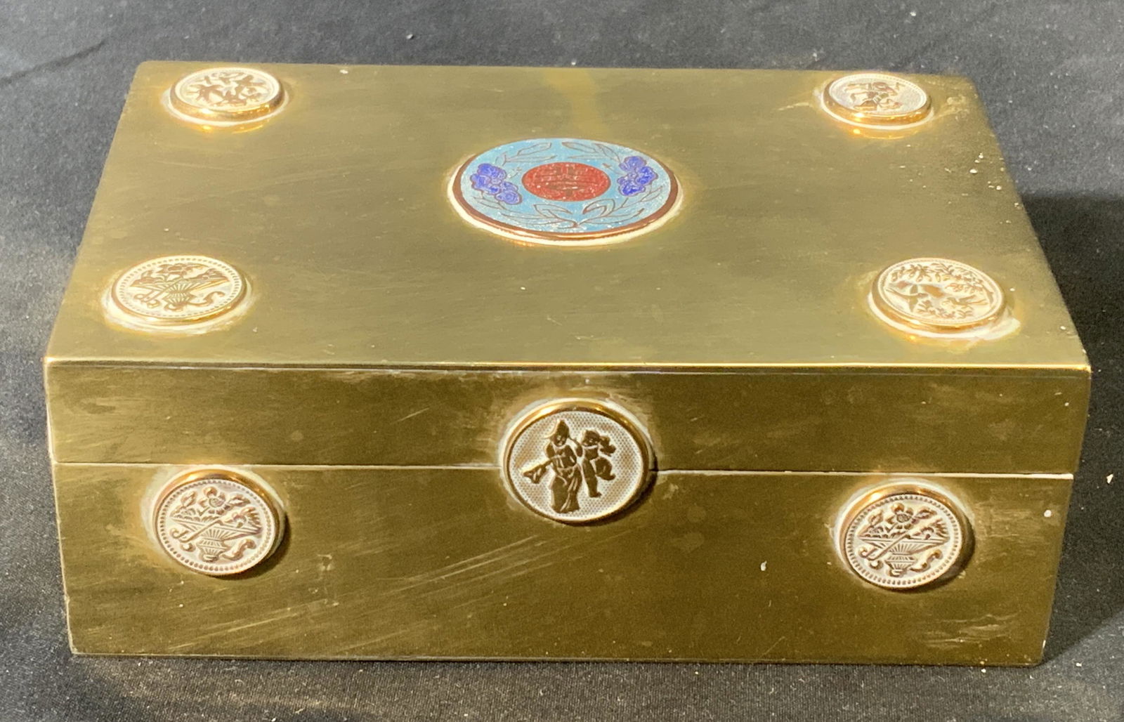 Chinese Gold Tone Enameled Box (1 of 7)
