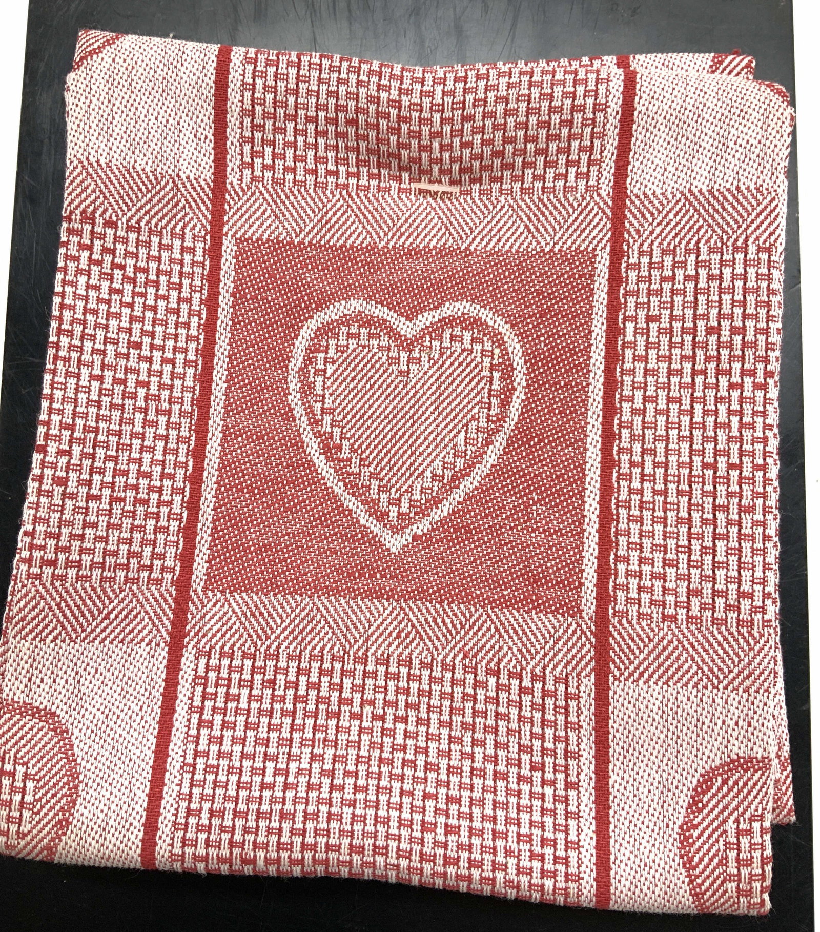 Set 3 Heart Motif Linen Dish/Hand Towels, New (1 of 6)