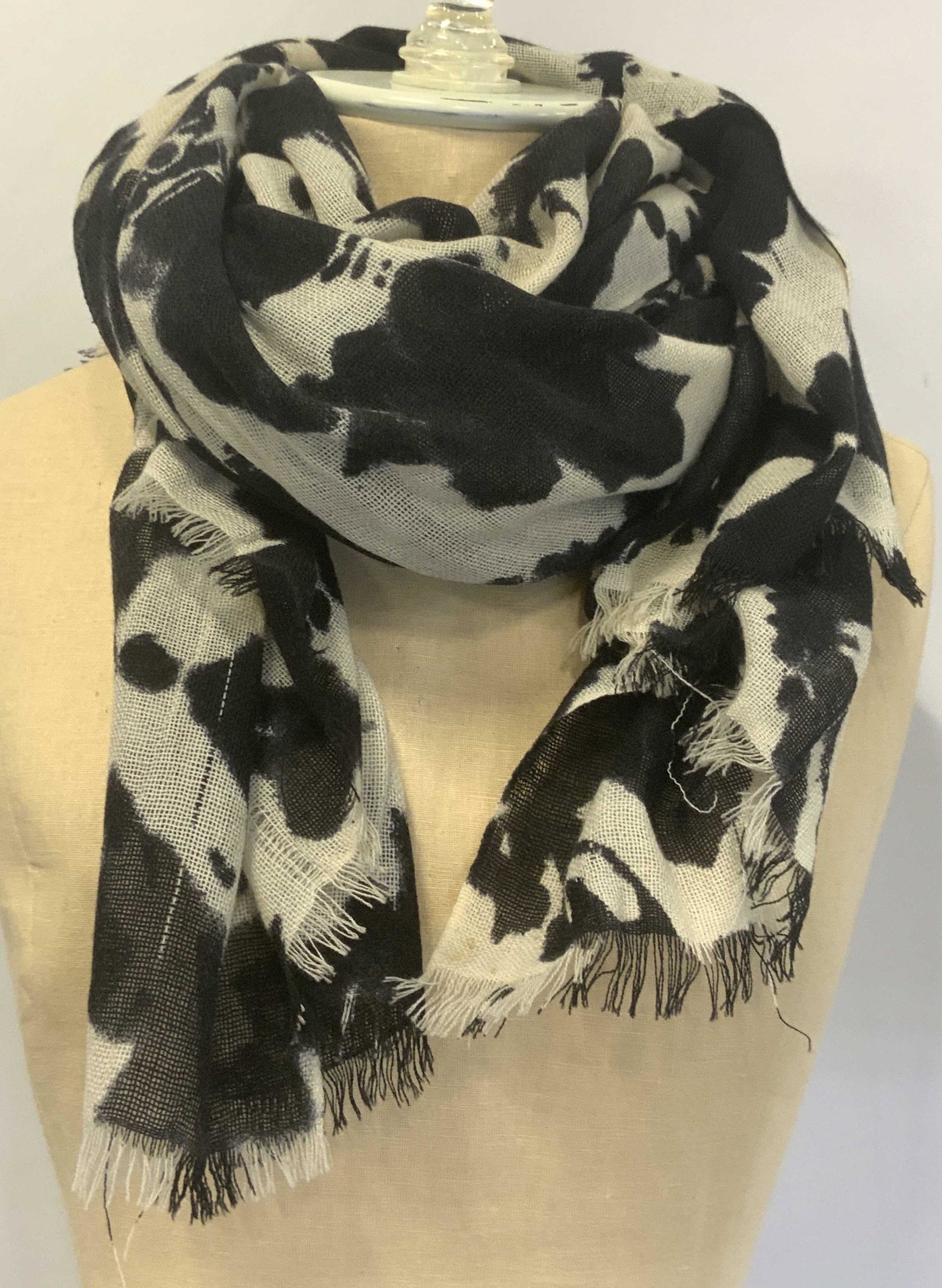 Black And White Lightweight Knit Scarf (1 of 4)