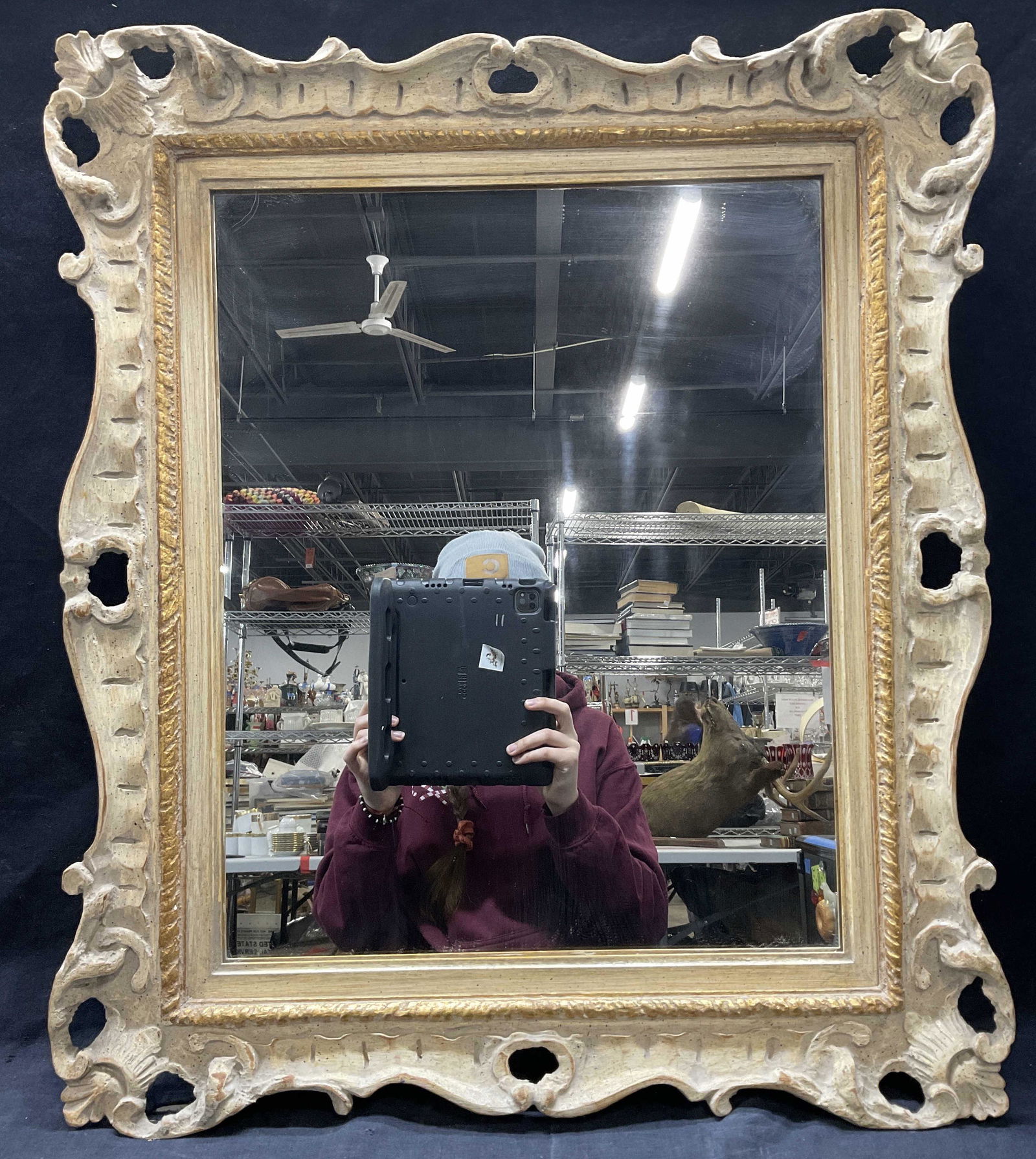 White & Gilt Art Nouveau Wall Mirror (1 of 6)