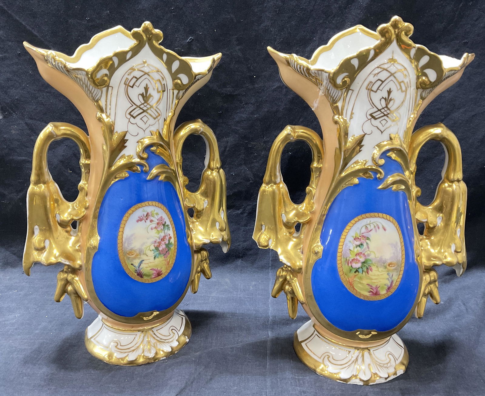 Porcelain Rococo Style Handled Vases (1 of 9)