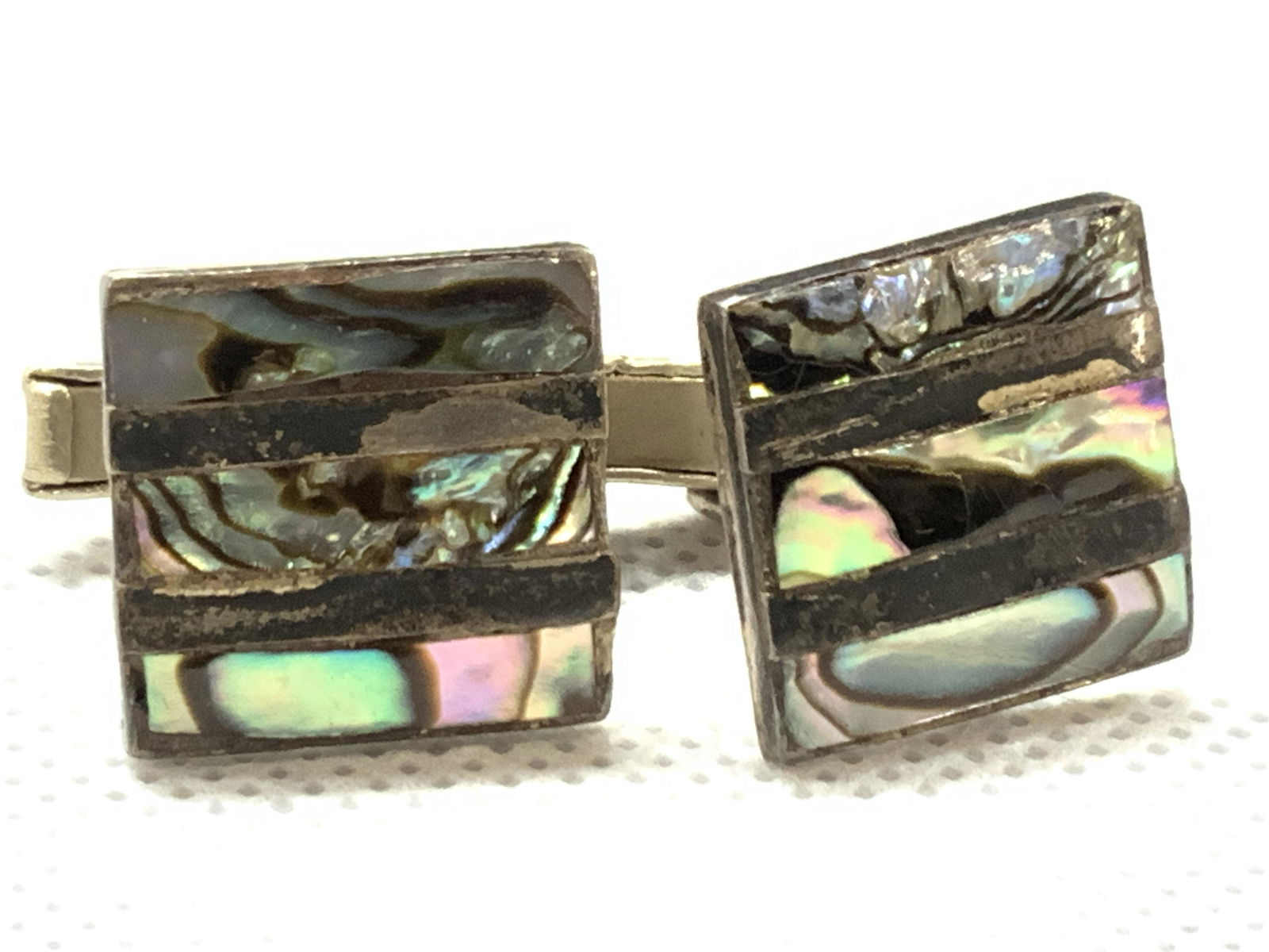 ALPACA Abalone Vintage Sterling Cuff Links (1 of 7)