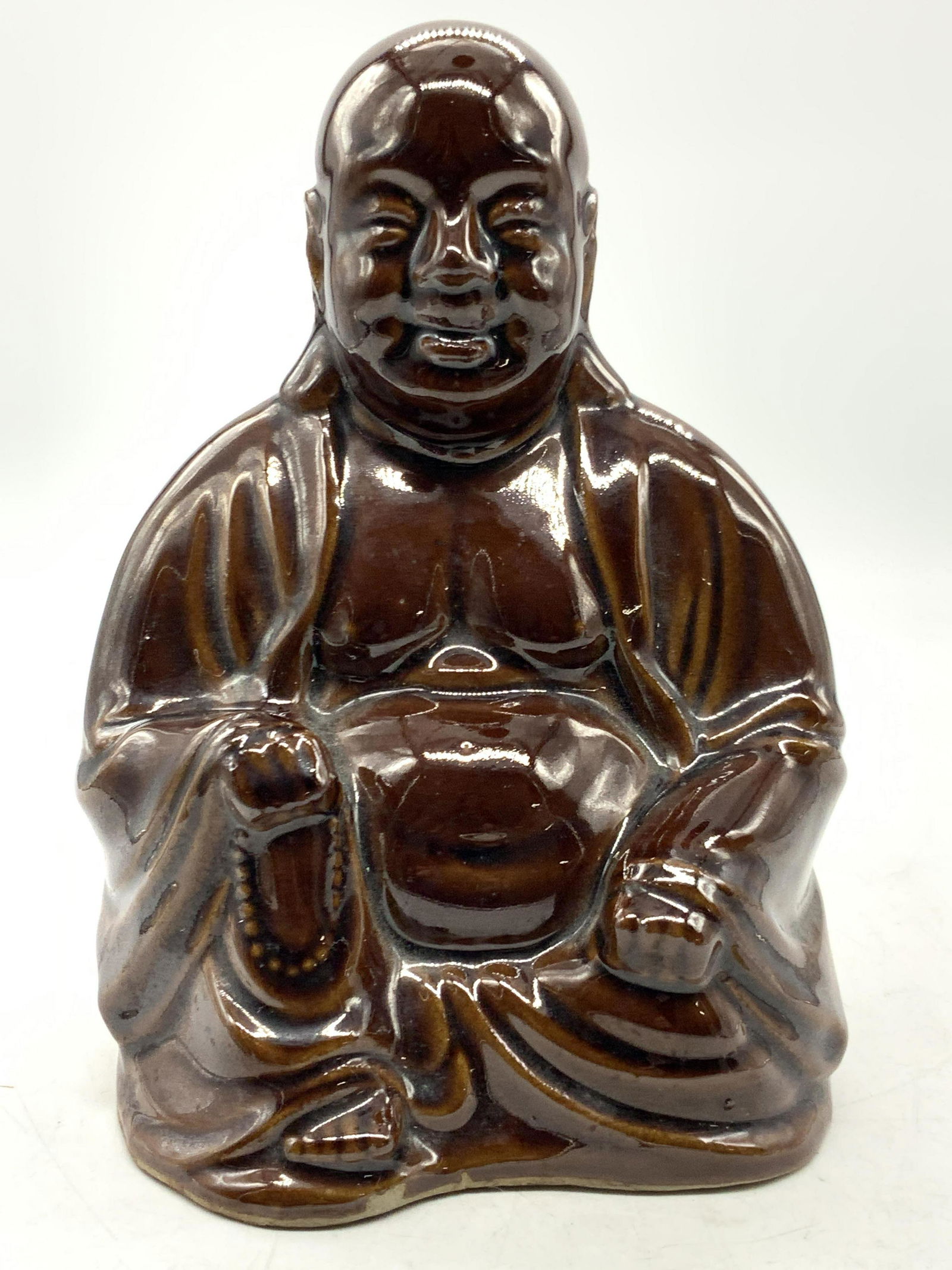 Cast Ceramic Smiling Buddha Sculpture (1 of 9)