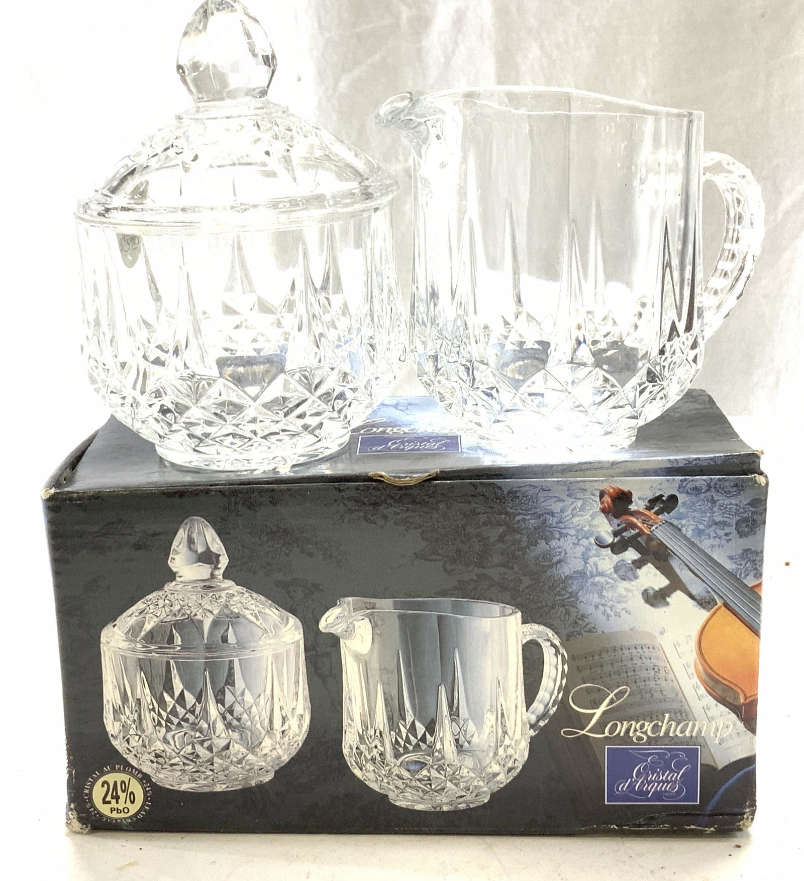 LONGCHAMP Lead Crystal Sugar Bowl & Creamer Set (1 of 6)