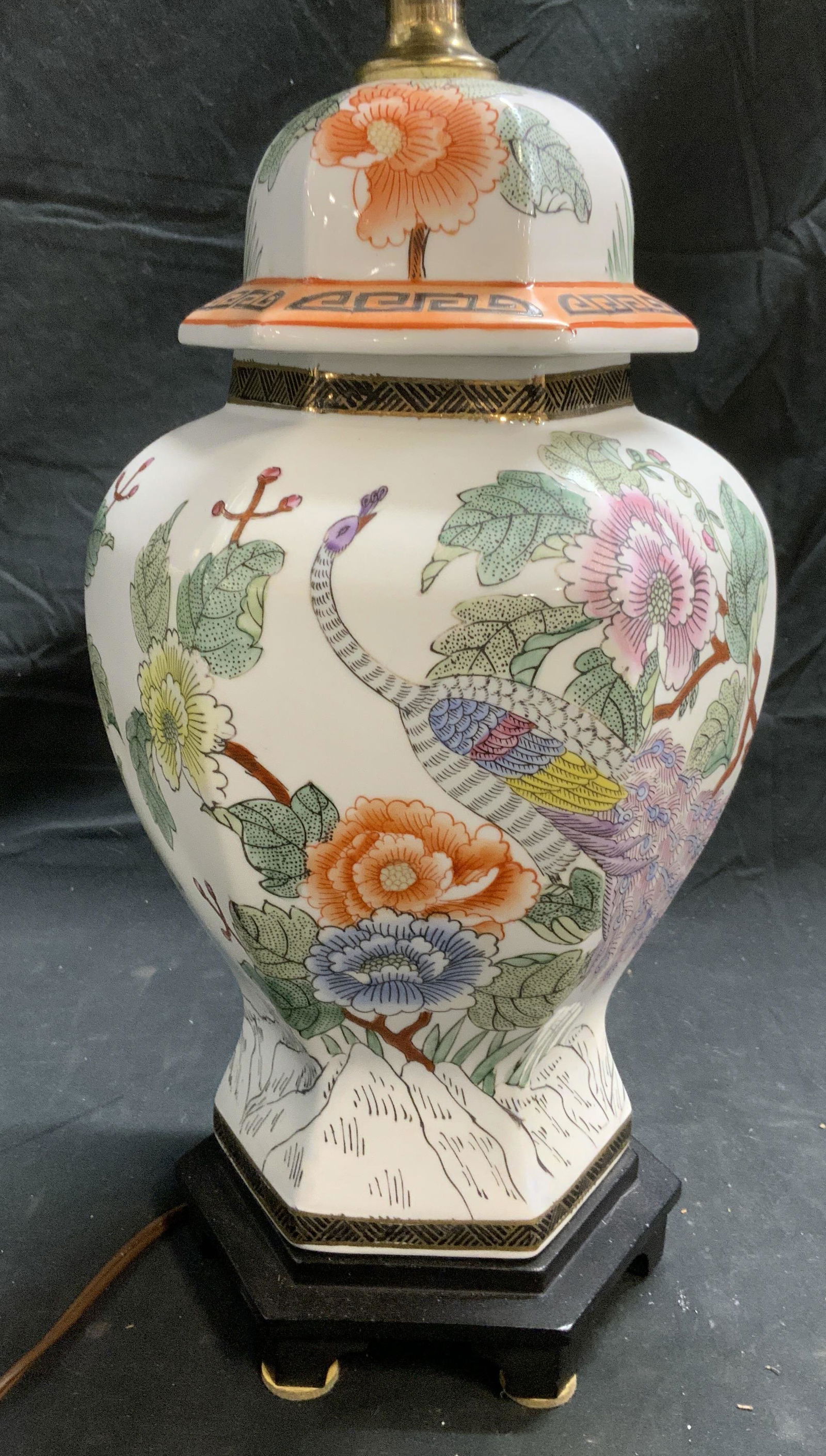 Vintage Asian Peacock Ginger Jar Lamp (1 of 7)