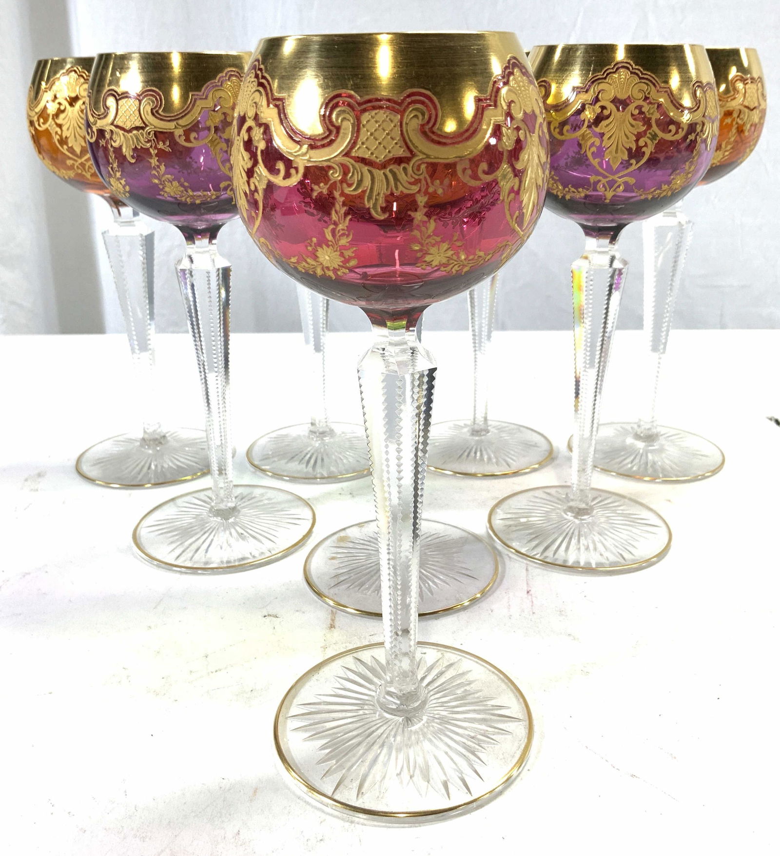 Lot 8 Crystal Venetian Glass Goblets (1 of 8)
