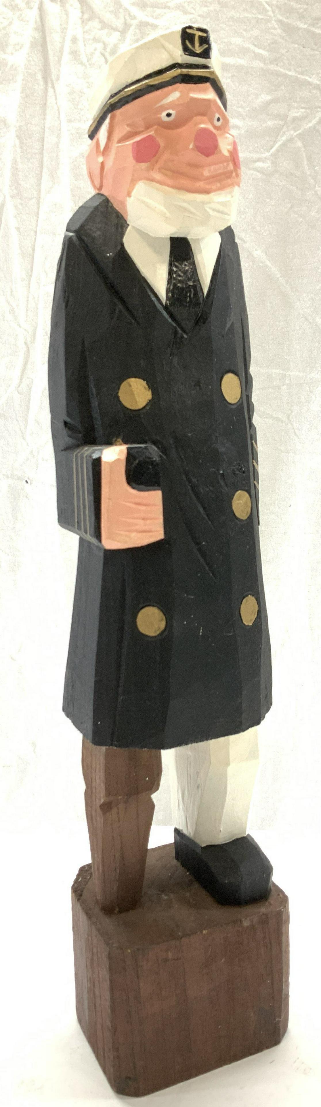 Hand Painted & Carved Wood Captain Sailor Figural (1 of 6)