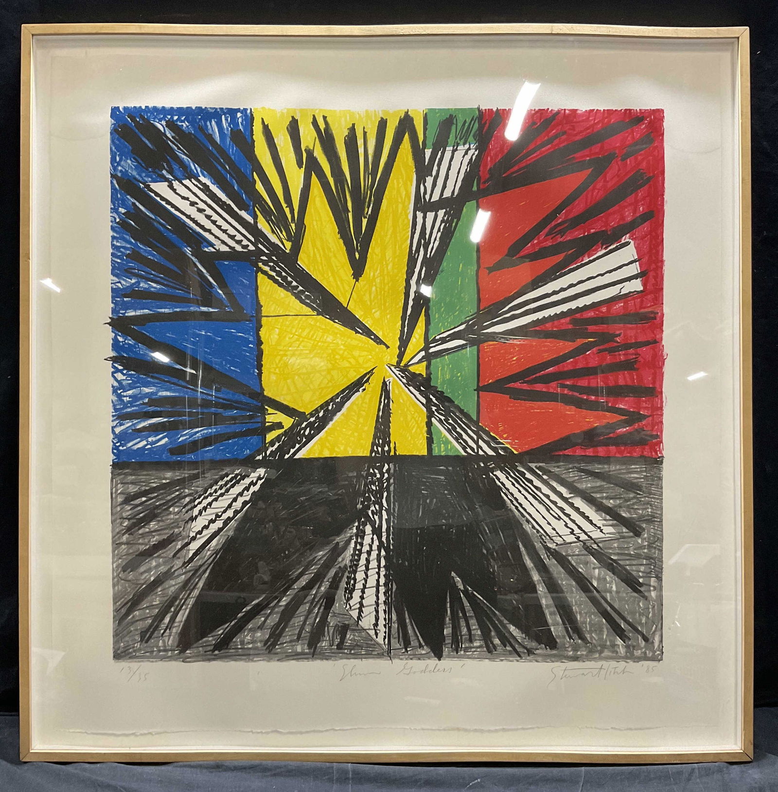 STEWART HITCH Signed Slum Goddess Lithograph: STEWART HITCH Signed Slum Goddess Lithograph, signature to lower right reads Stewart Hitch 85, inscription reads Slum Goddess, edition to lower left reads 13/35, label to reverse reads Conservation Fr