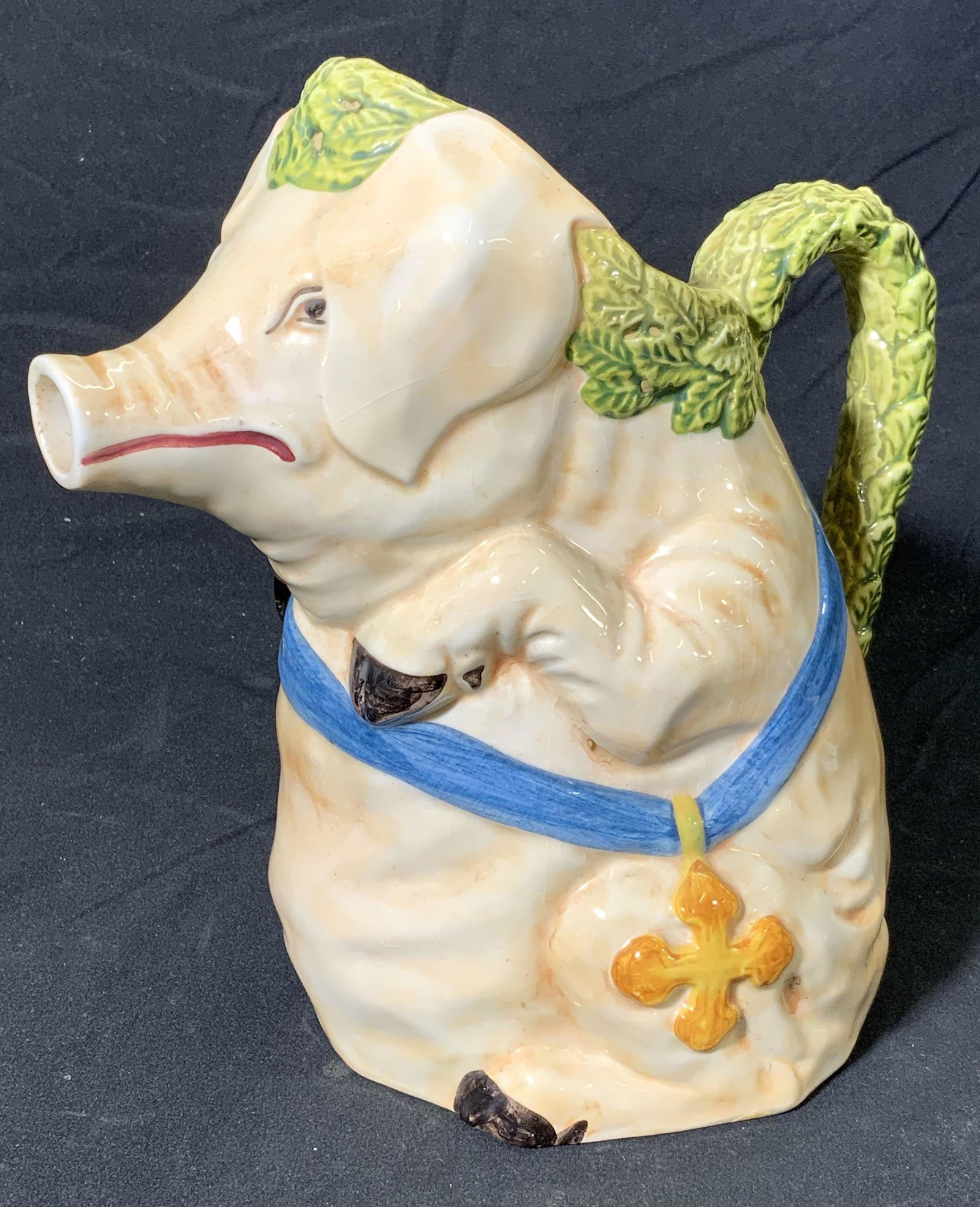 Vintage Majolica Monk Pig Pitcher, Italy (1 of 7)