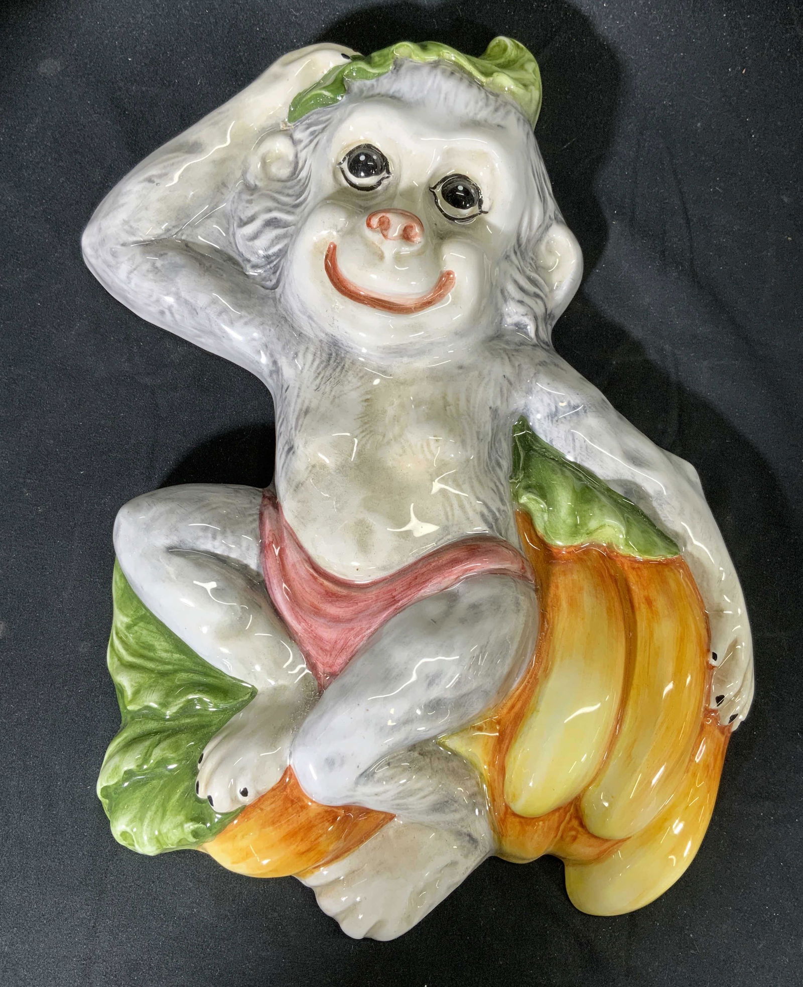 Hand Painted Ceramic Monkey Wall Decor, Italy (1 of 6)