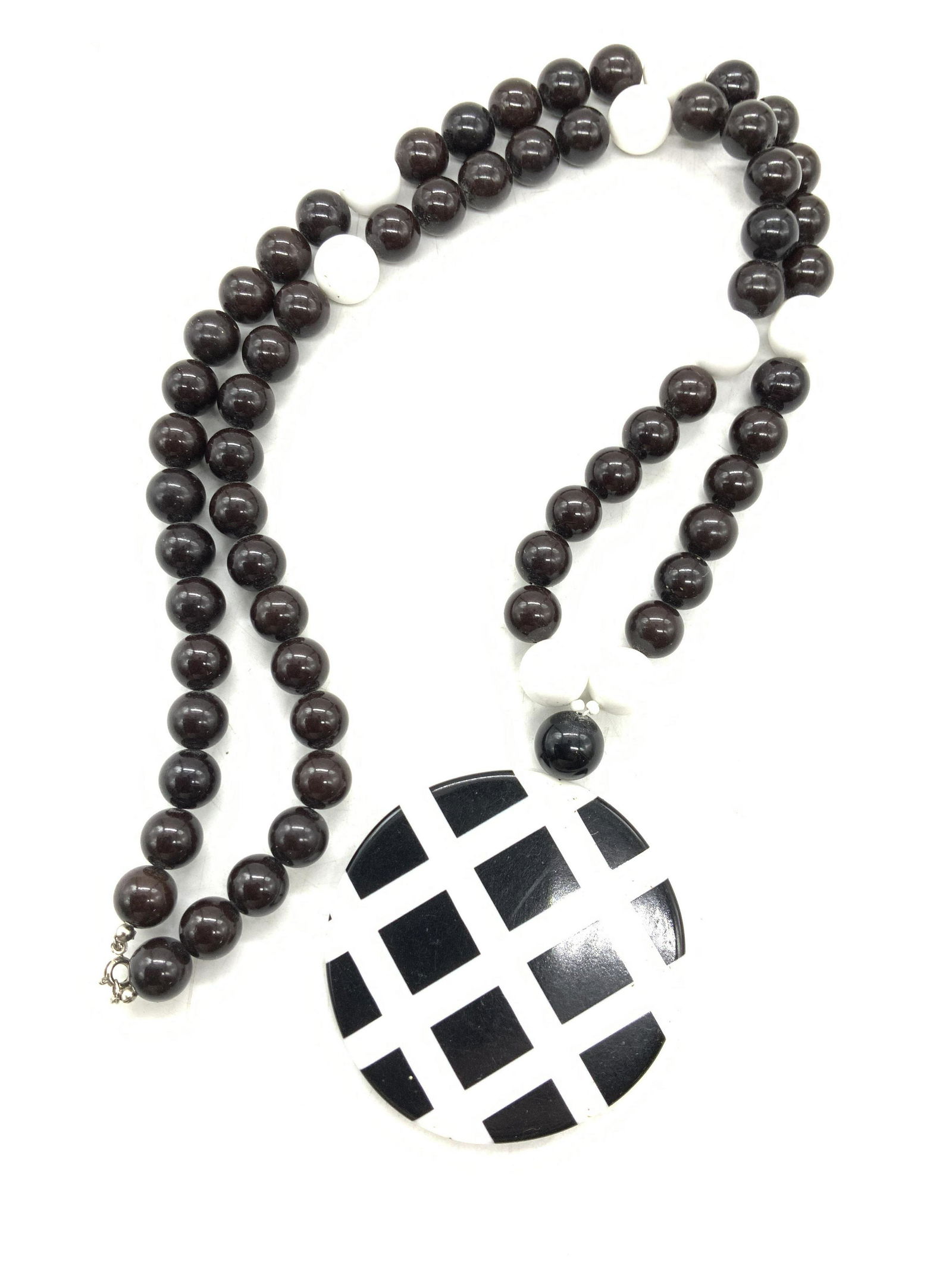 Black and White Chunky Pendant Necklace (1 of 6)
