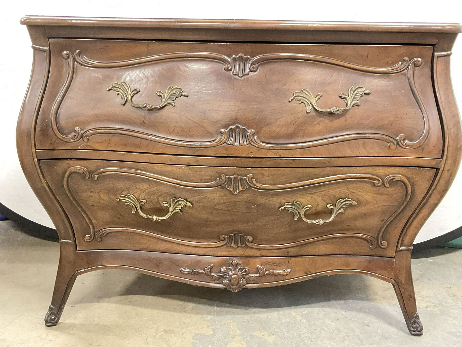 Dark Wood Henredon Carved Dutch Commode (1 of 8)
