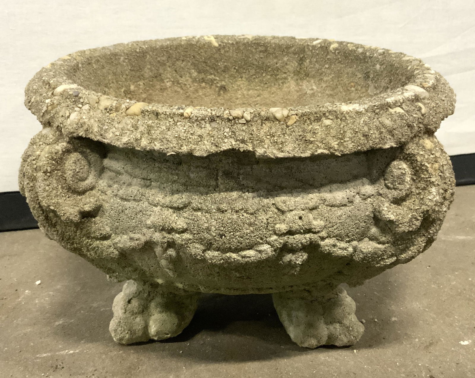 Vintage Footed Cast Stone Planter (1 of 9)