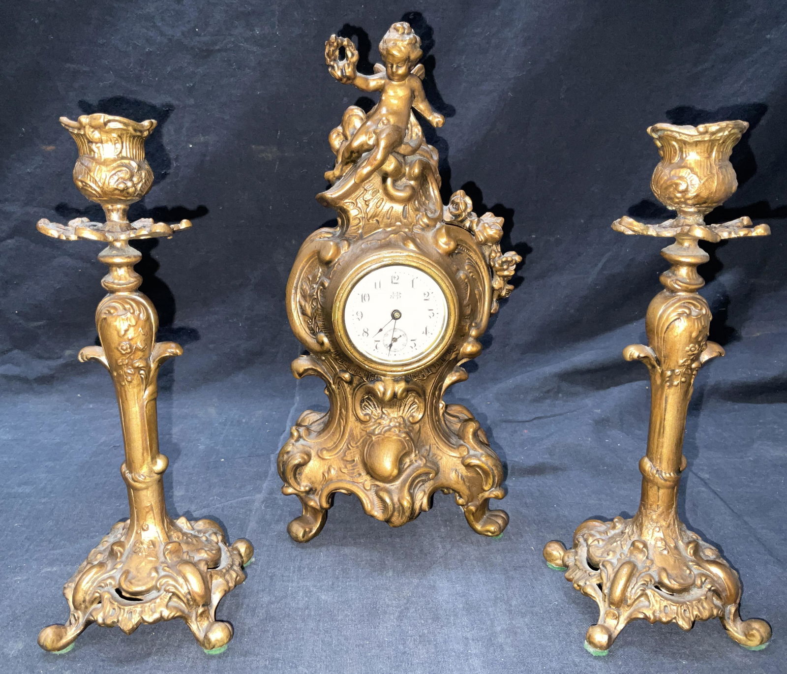Set3 Jennings Bro Garniture Clock & Candle Holders (1 of 9)