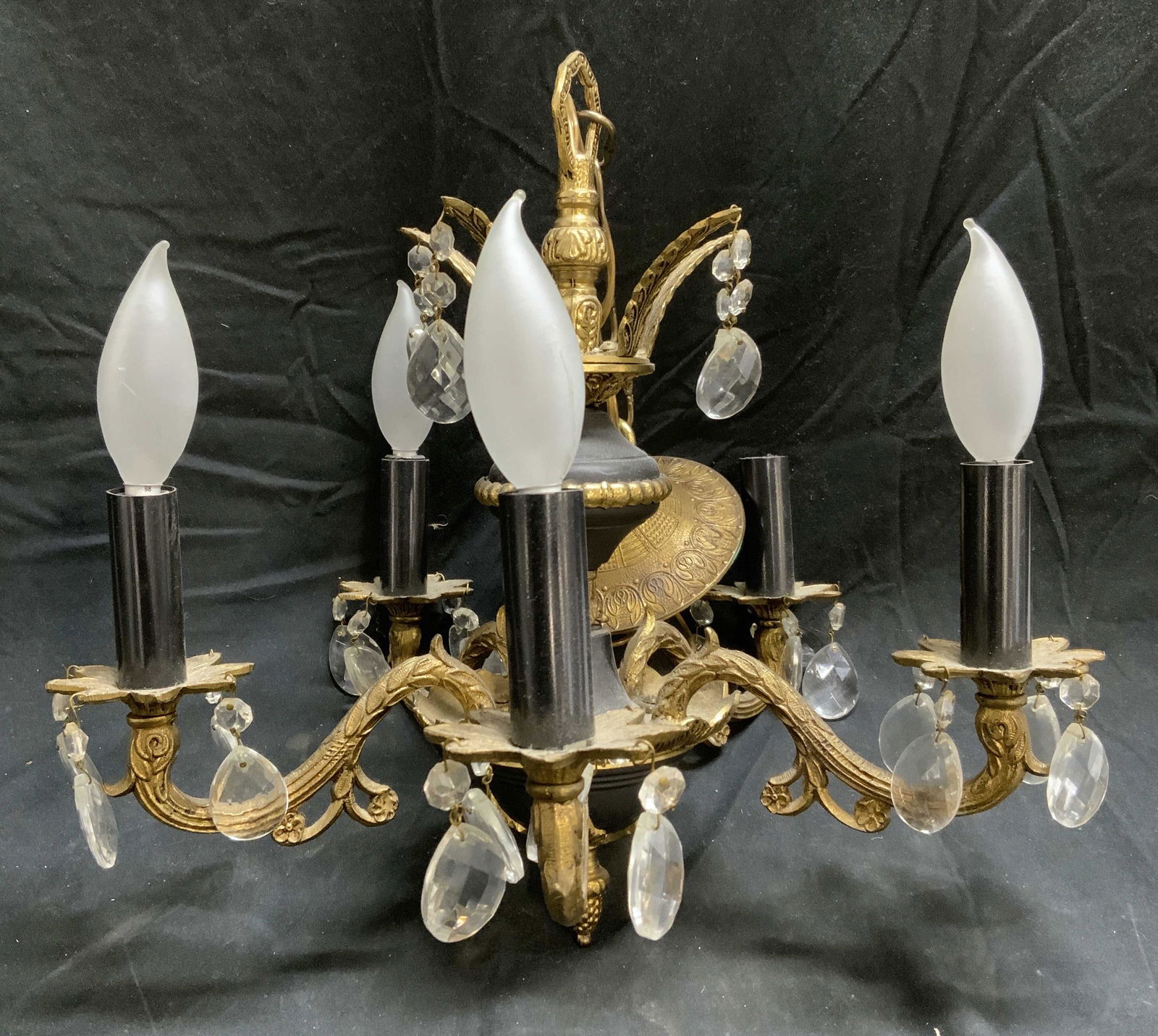 Brass Five Arm Candelabra Style Chandelier (1 of 7)