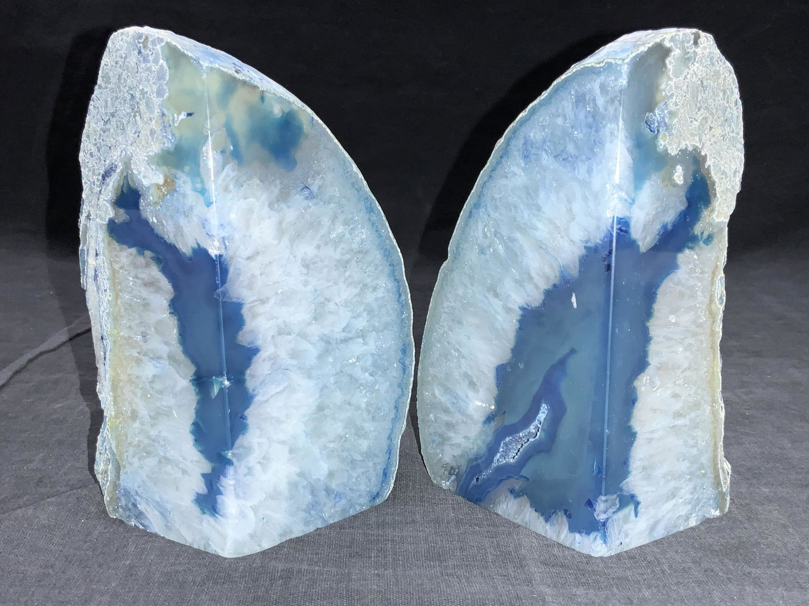 Blue Cut Agate Geode Bookends (1 of 8)