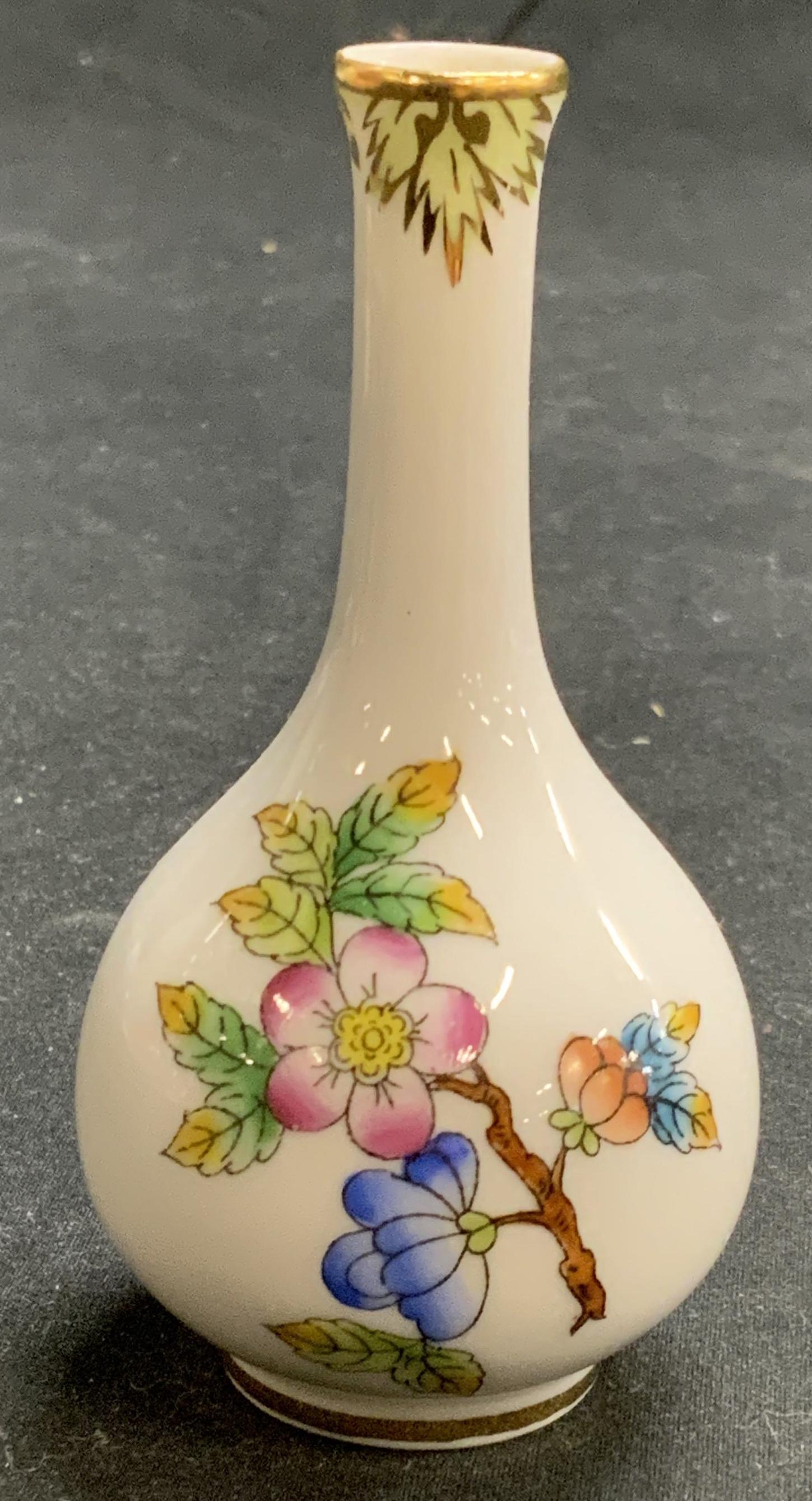 HEREND Rothschild Porcelain Bud Vase, Hungary (1 of 6)