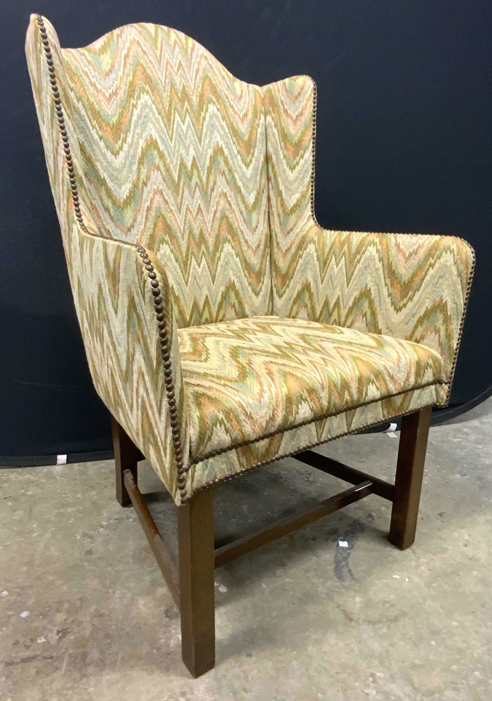 Vintage Flame Stitch Upholstered Wing Chair (1 of 15)
