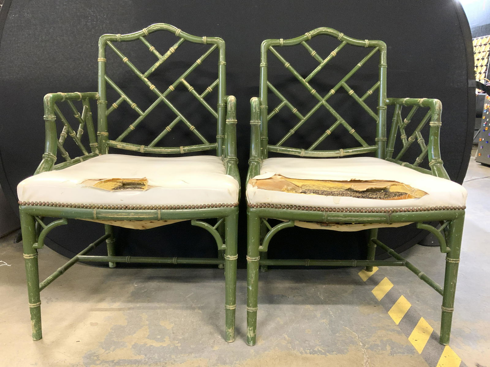 Pair of Faux Bamboo Wood Armchairs C 1960s (1 of 10)