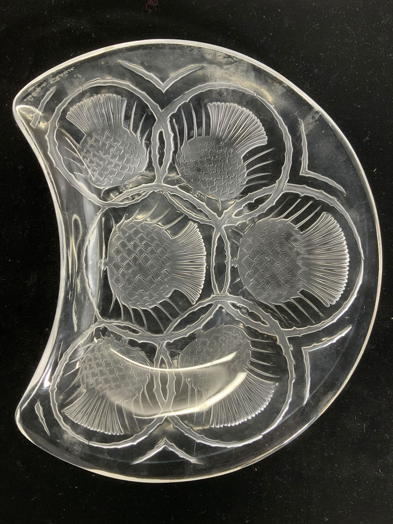 Lalique FRANCE Crystal Thistle Plate, Sgn (1 of 6)