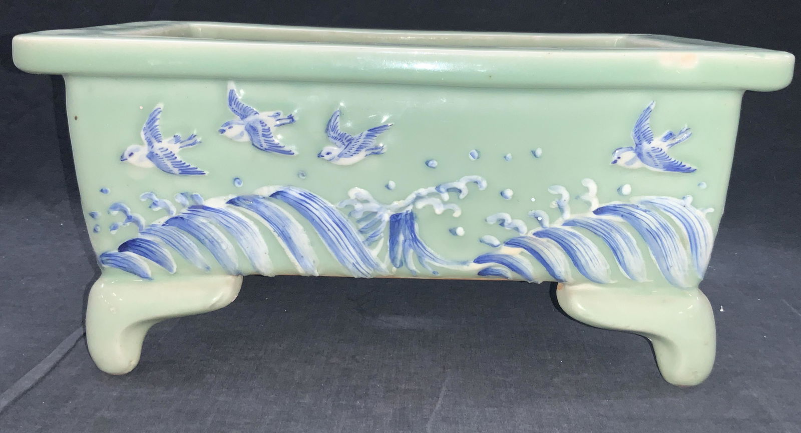 Vintage Hand Painted Ceramic Footed Planter (1 of 8)