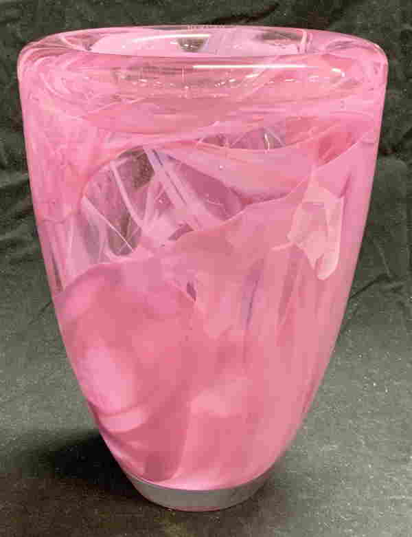 KOSTA BODA Atoll Pink Swirled Art Glass Vase (0360) on Feb 15, 2023