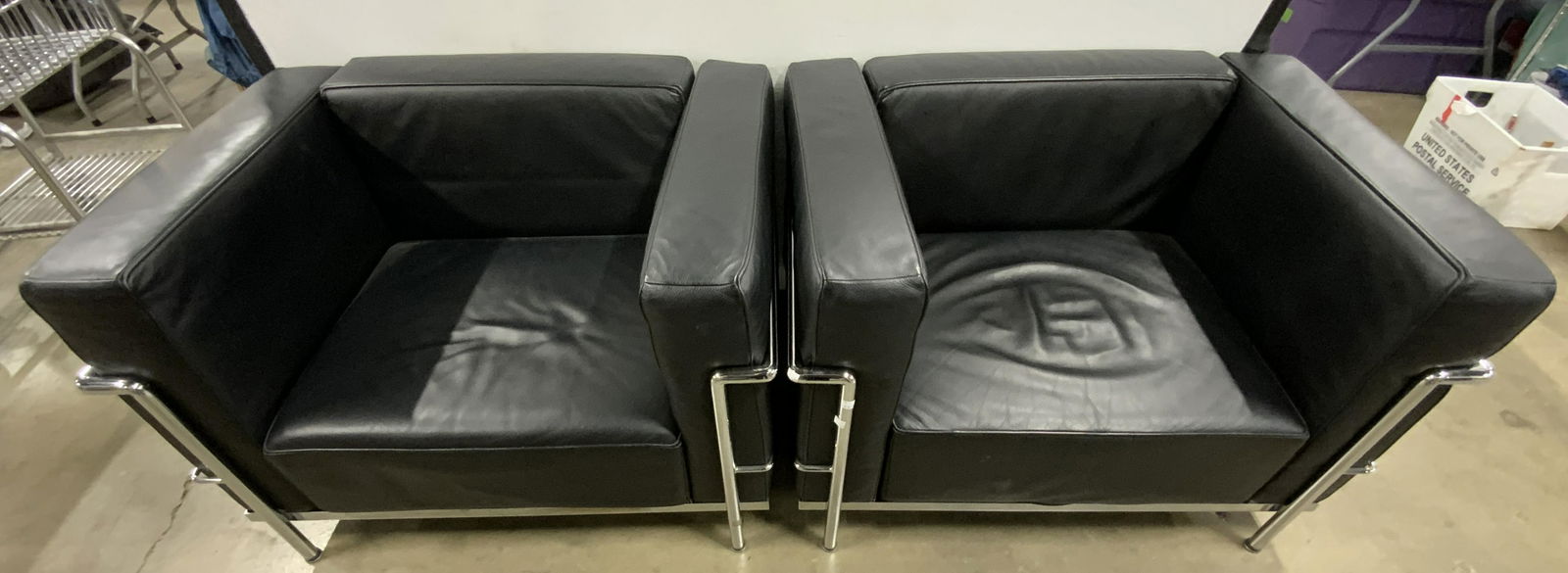 Pair CORBUSIER MCM Leather Chrome Lounge Chairs (1 of 19)