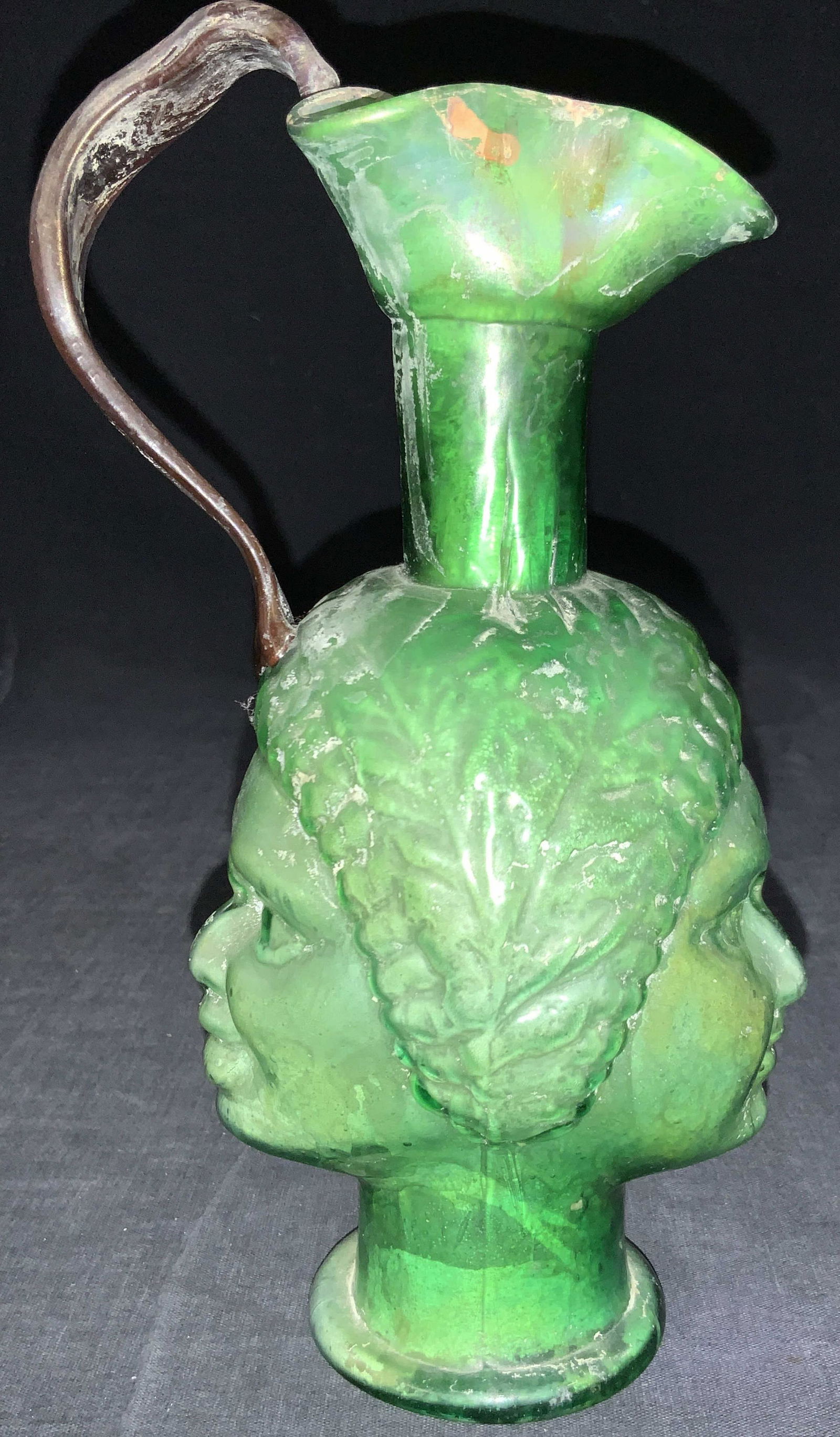 Antique Emerald Double Headed Art Glass Vessel (1 of 10)