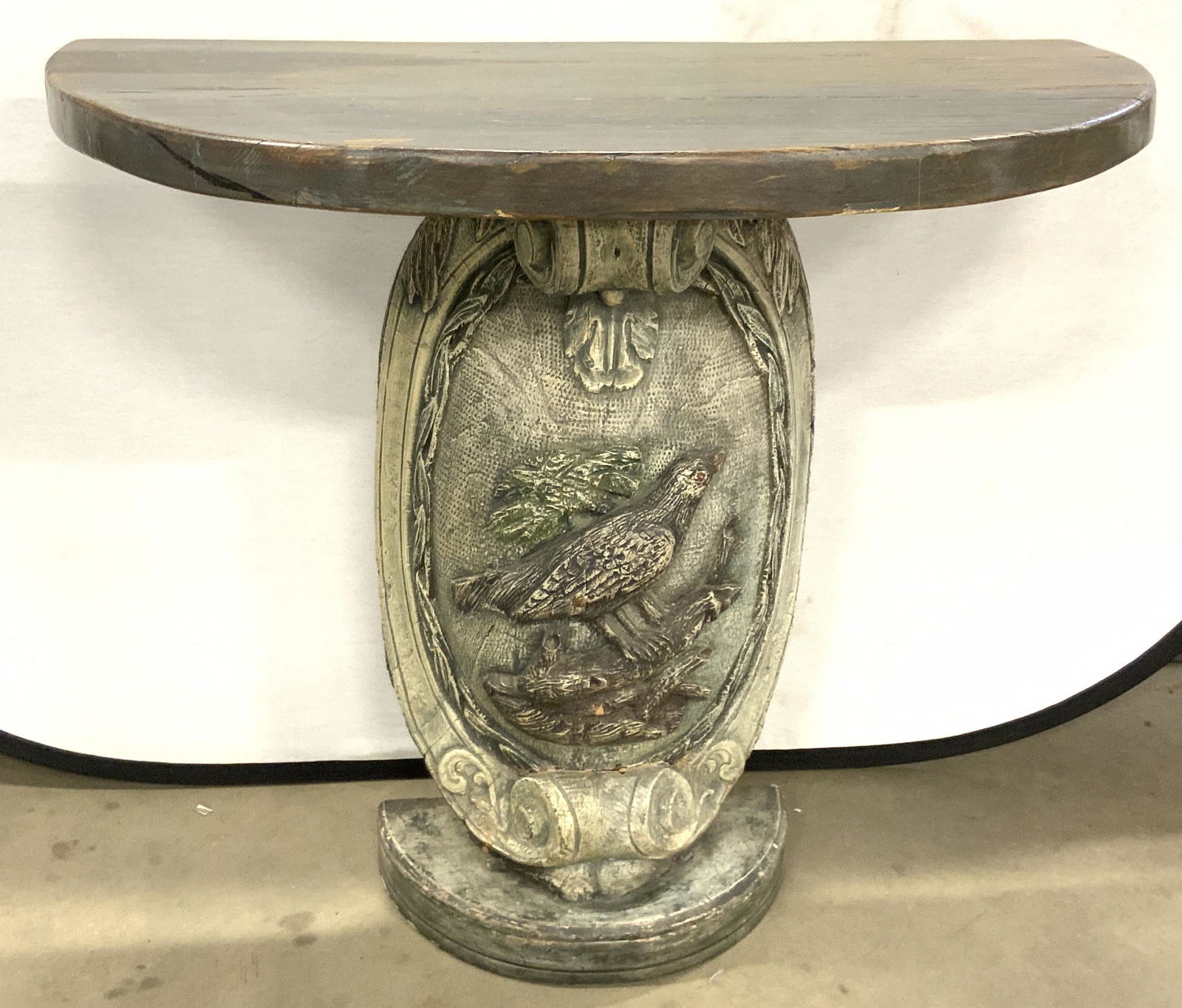 Hand Carved Wooden Raven Motif Demilune Table (1 of 20)