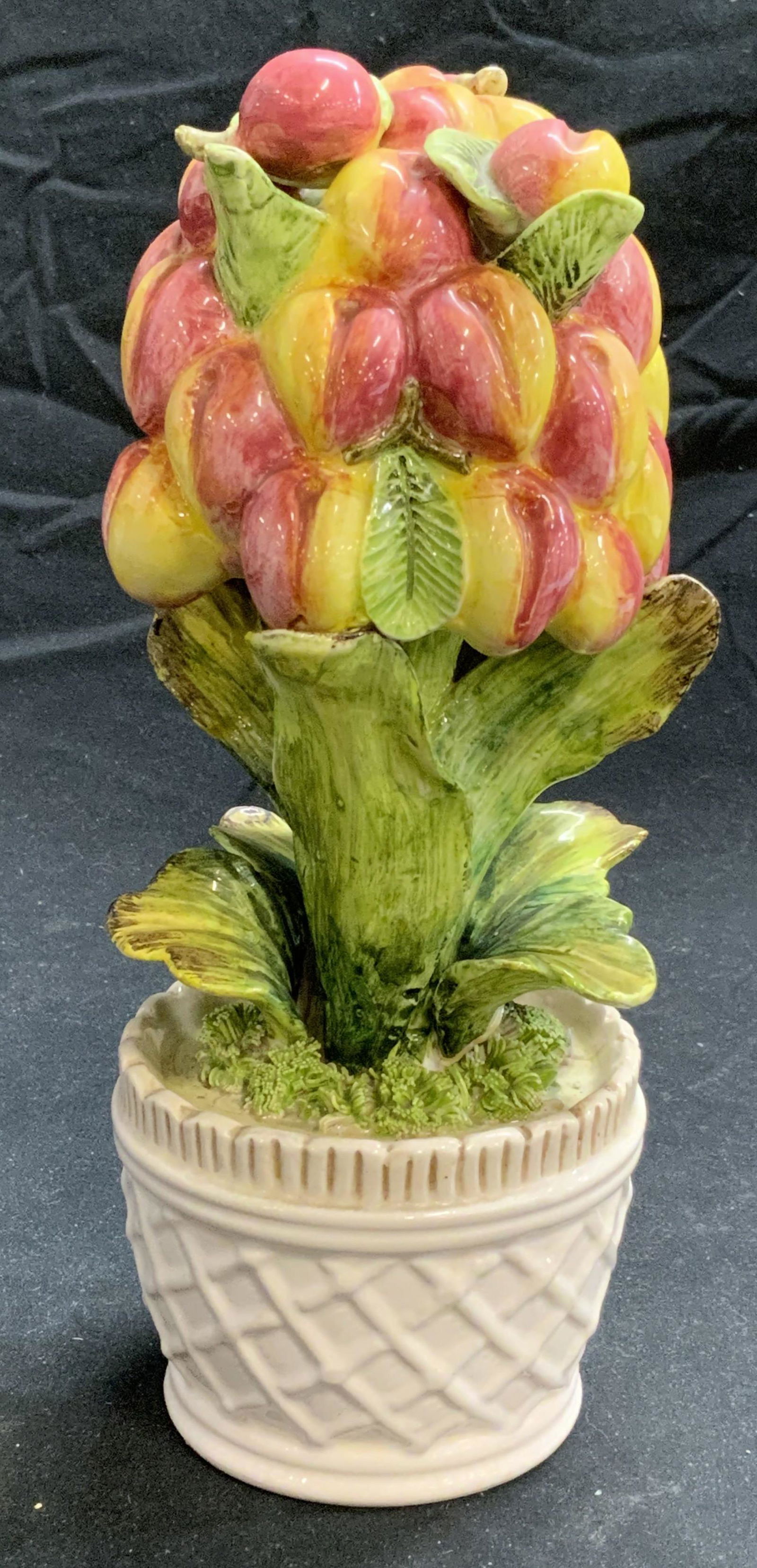 Vintage Hallmarked Ceramic Peach Tree: Vintage ceramic peach tree. Hallmarked to underside. Measures approx. 3.25 inches diameter and 8.25 inches tall. In good condition. Peach tree, ceramic peach tree, table decor, table accessories, home